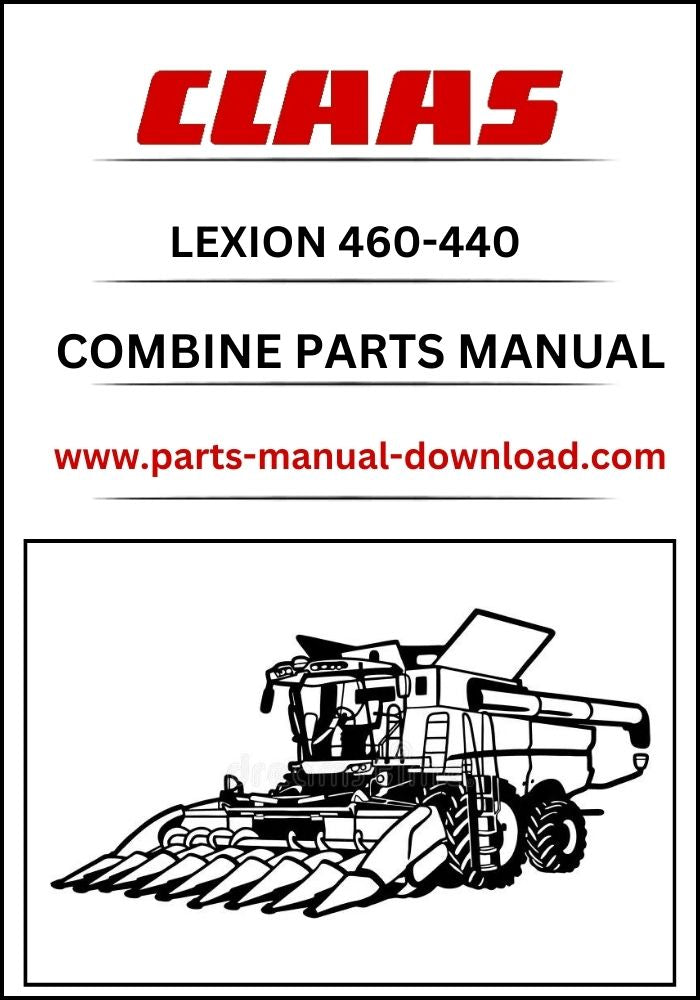 Claas 460 - 440 Lexion Combine Parts Catalog Manual Instant Download