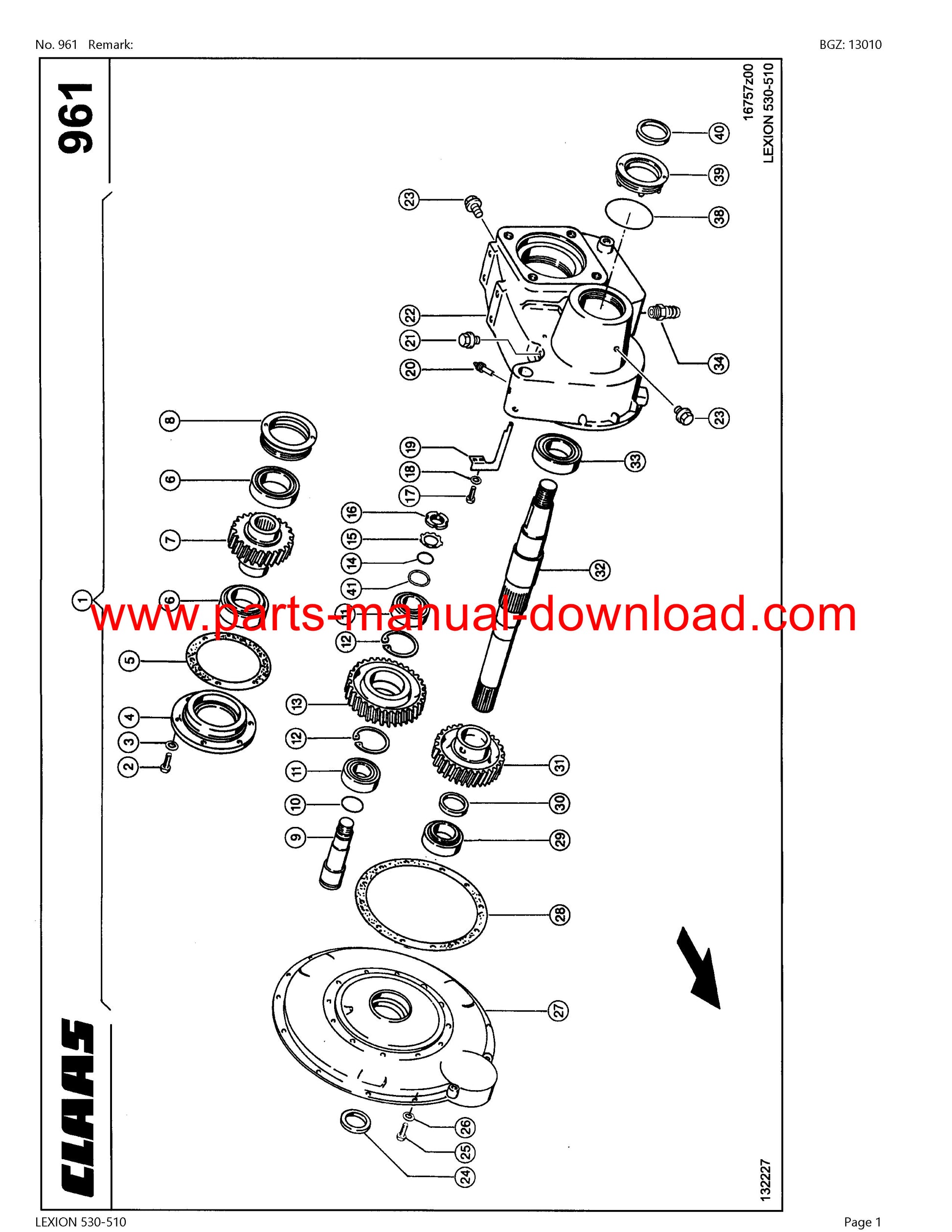 Claas 530 - 510 Lexion Combine Parts Catalog Manual Instant Download