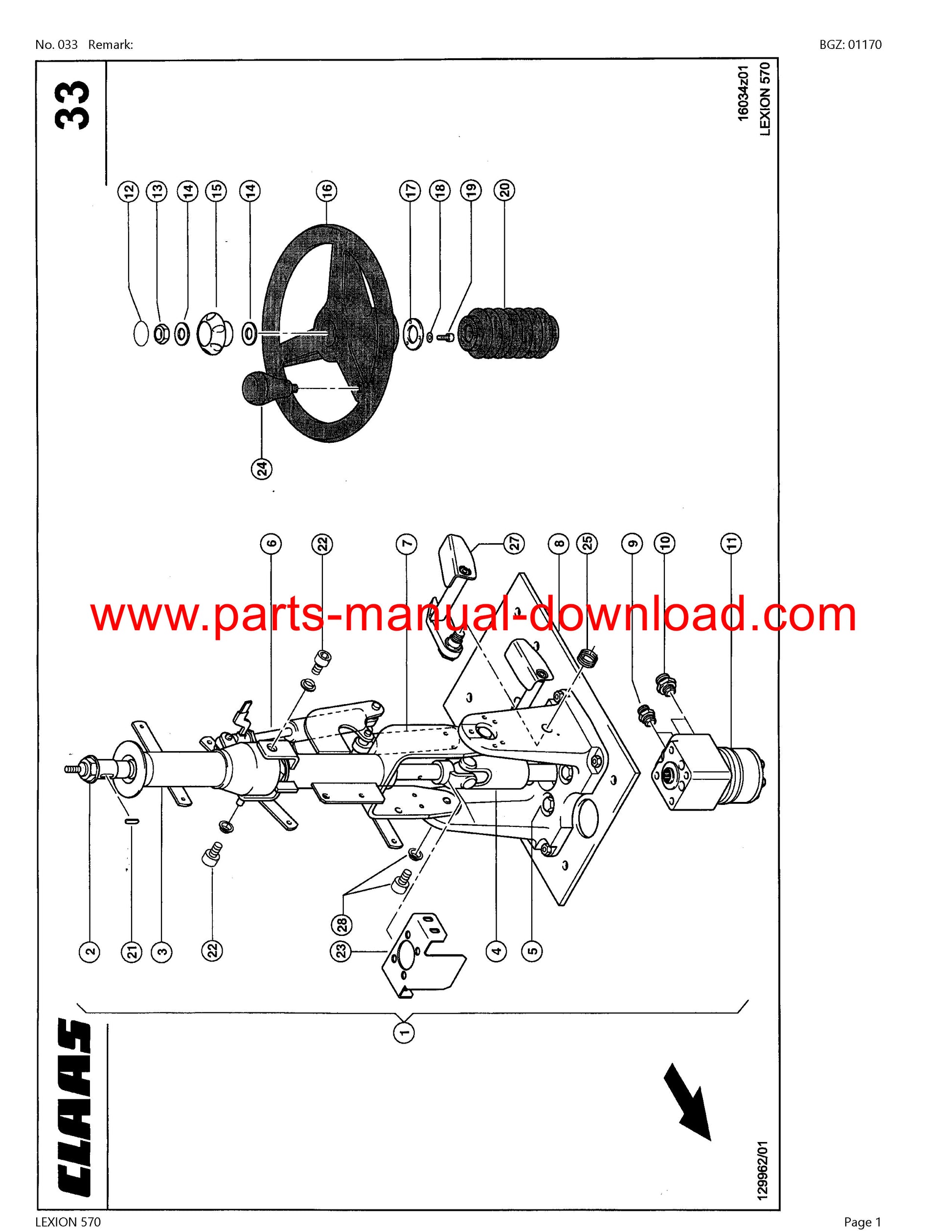 Claas 570 Lexion Combine Parts Catalog Manual Instant Download