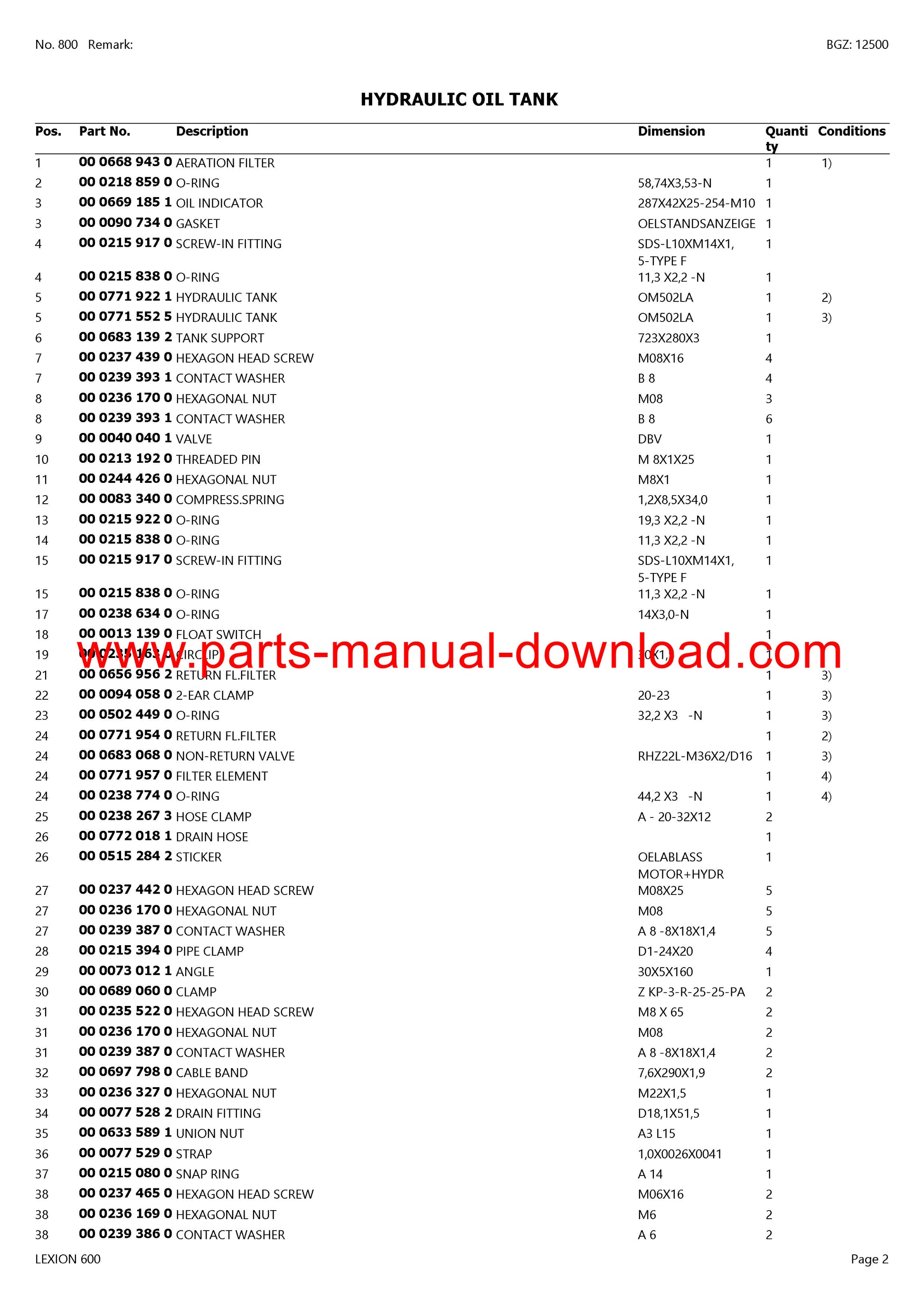 Claas 600 Lexion Combine Montana Parts Catalog Manual Instant Download