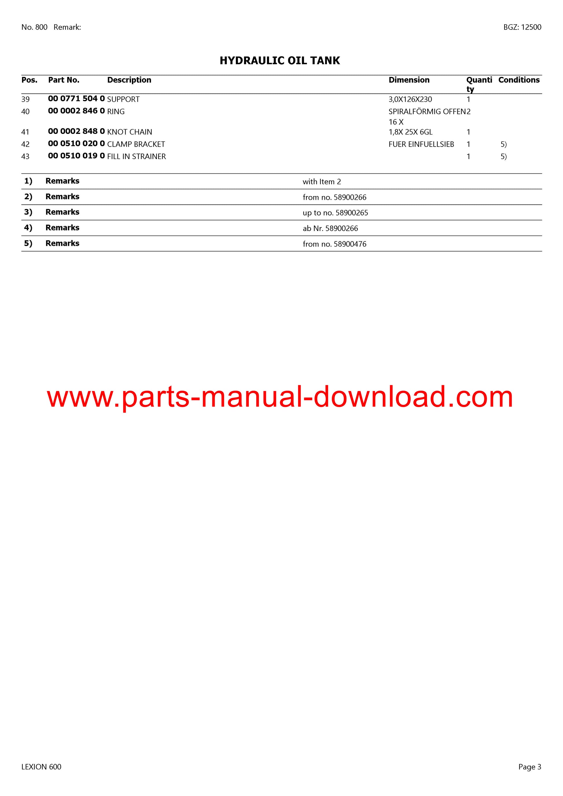 Claas 600 Lexion Combine Montana Parts Catalog Manual Instant Download