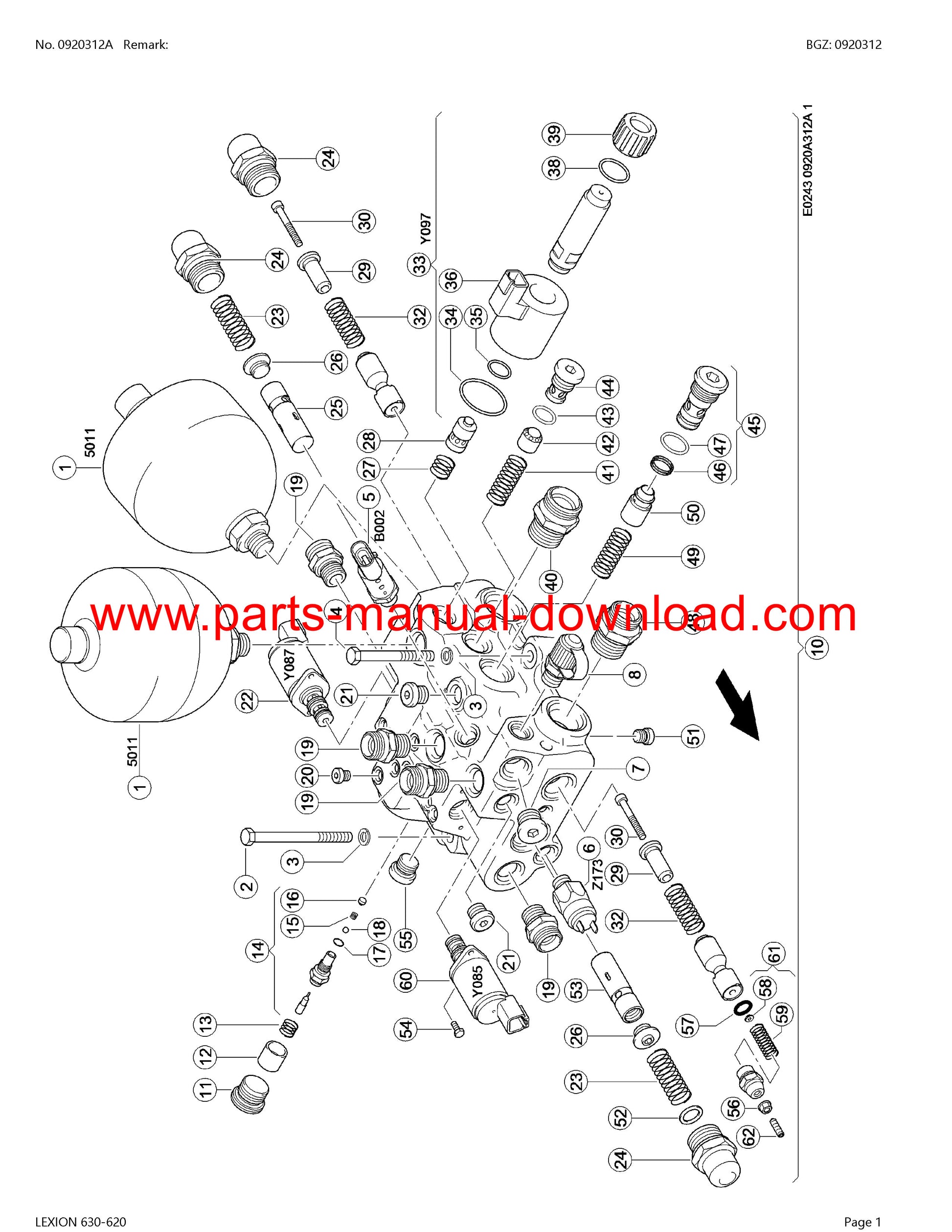 claas 630 - 620 lexion combine parts catalog manual instant download