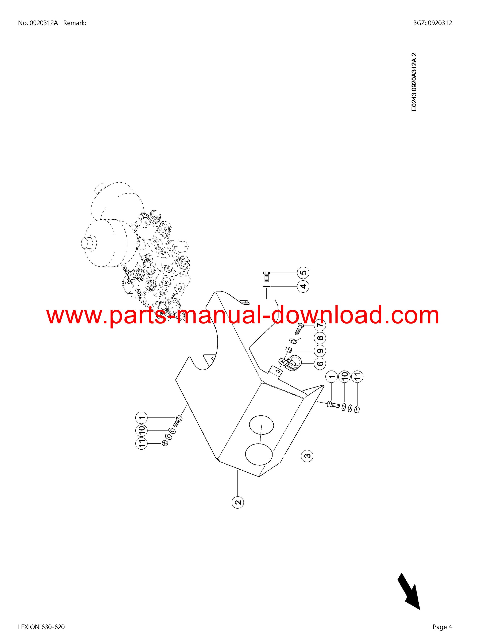 claas 630 - 620 lexion combine parts catalog manual instant download