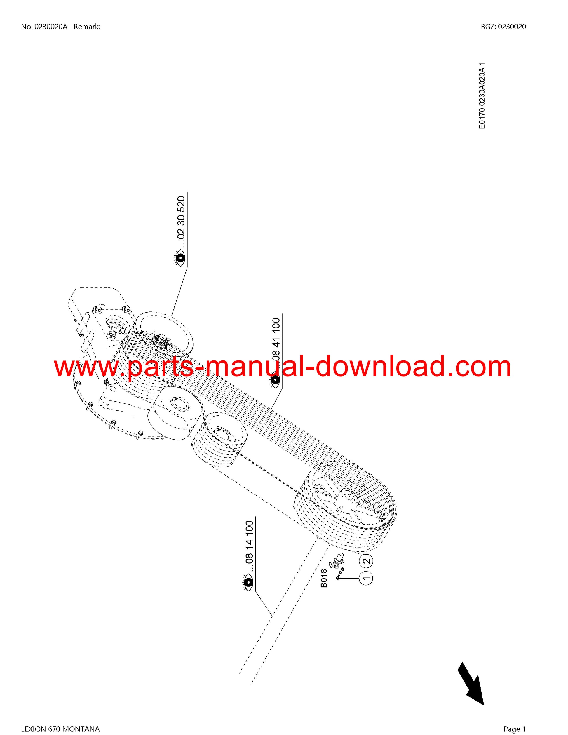 claas 670 lexion combine montana parts catalog manual instant download