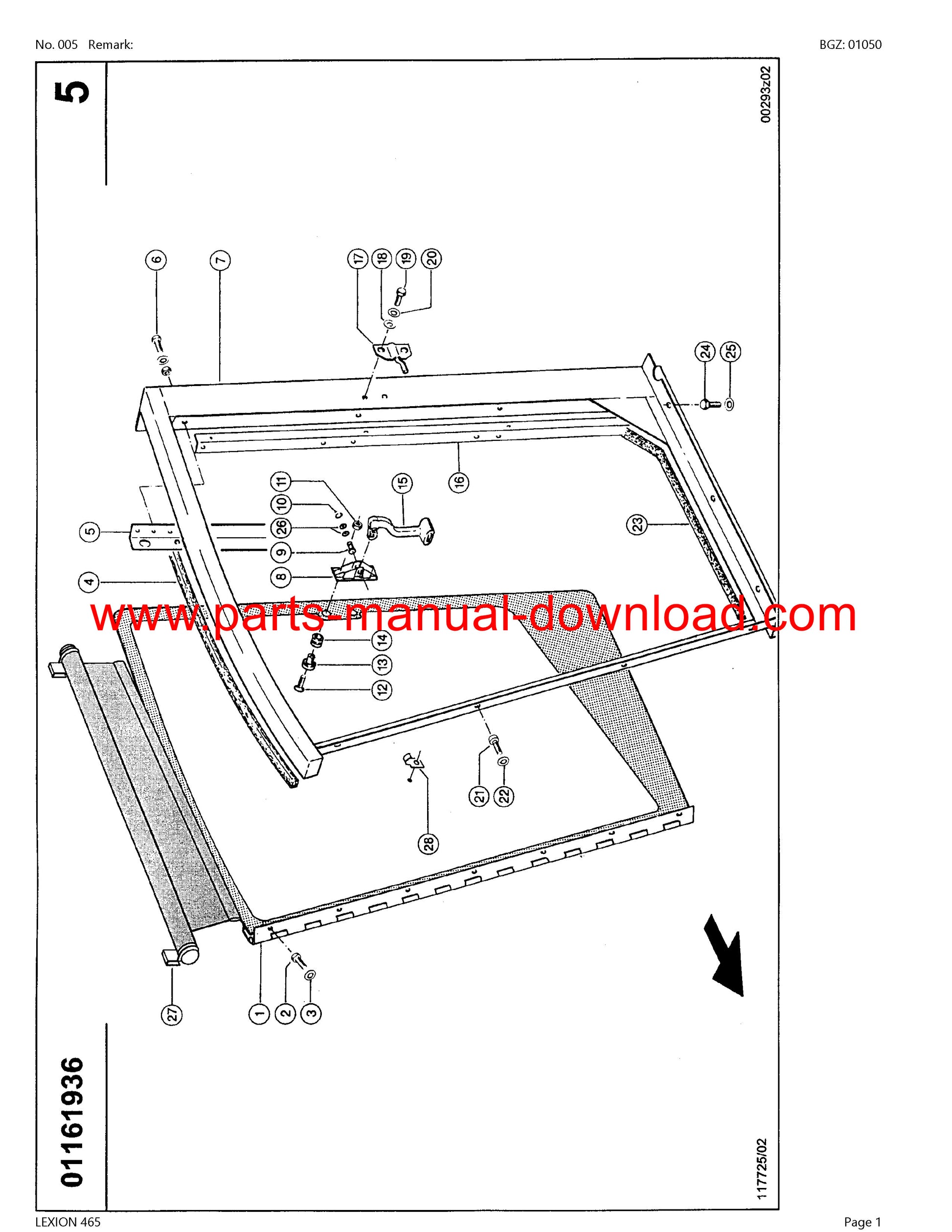 Claas 465 Combine Lexion (North America) Parts Catalog Manual Instant Download