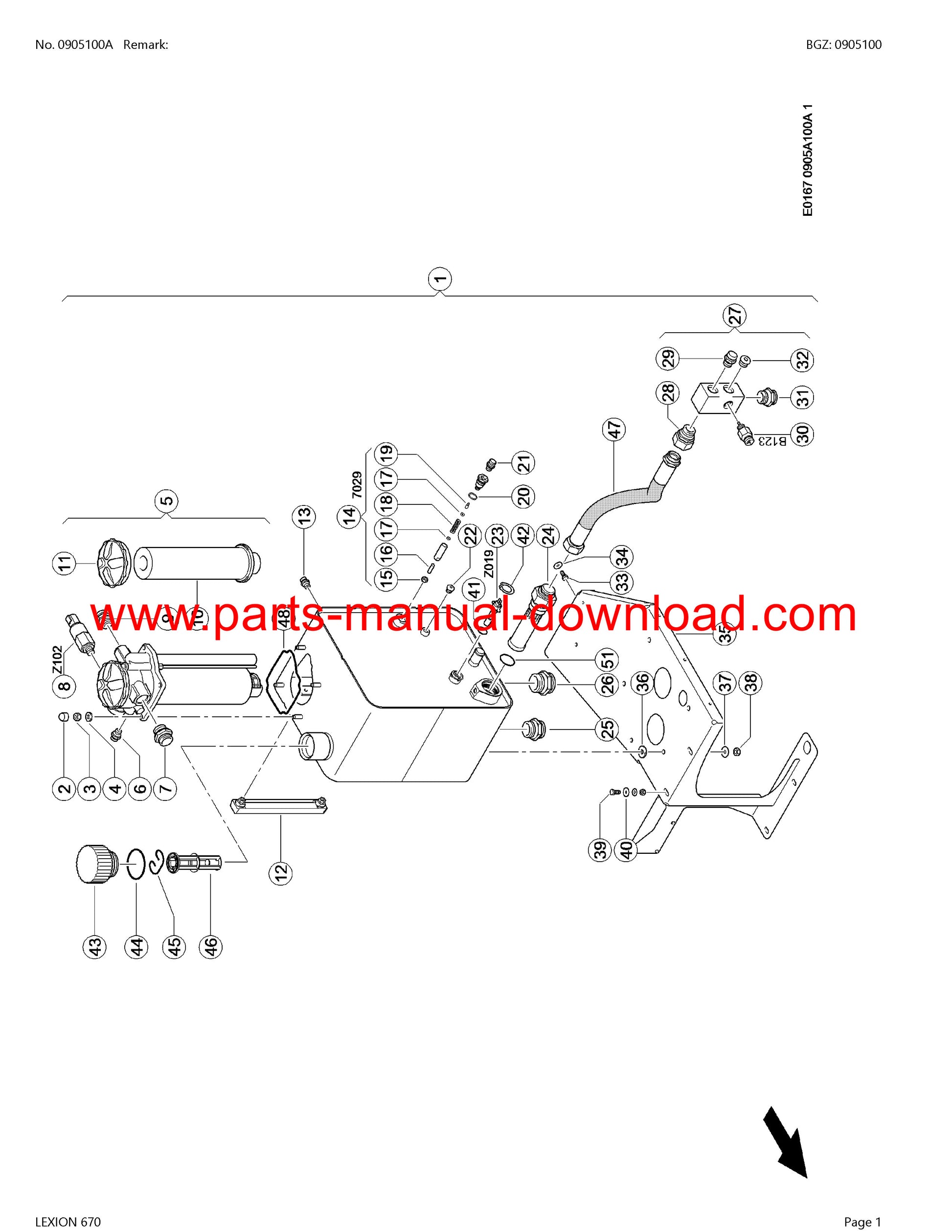 Claas 670 Combine Lexion (North America) Parts Catalog Manual Instant Download