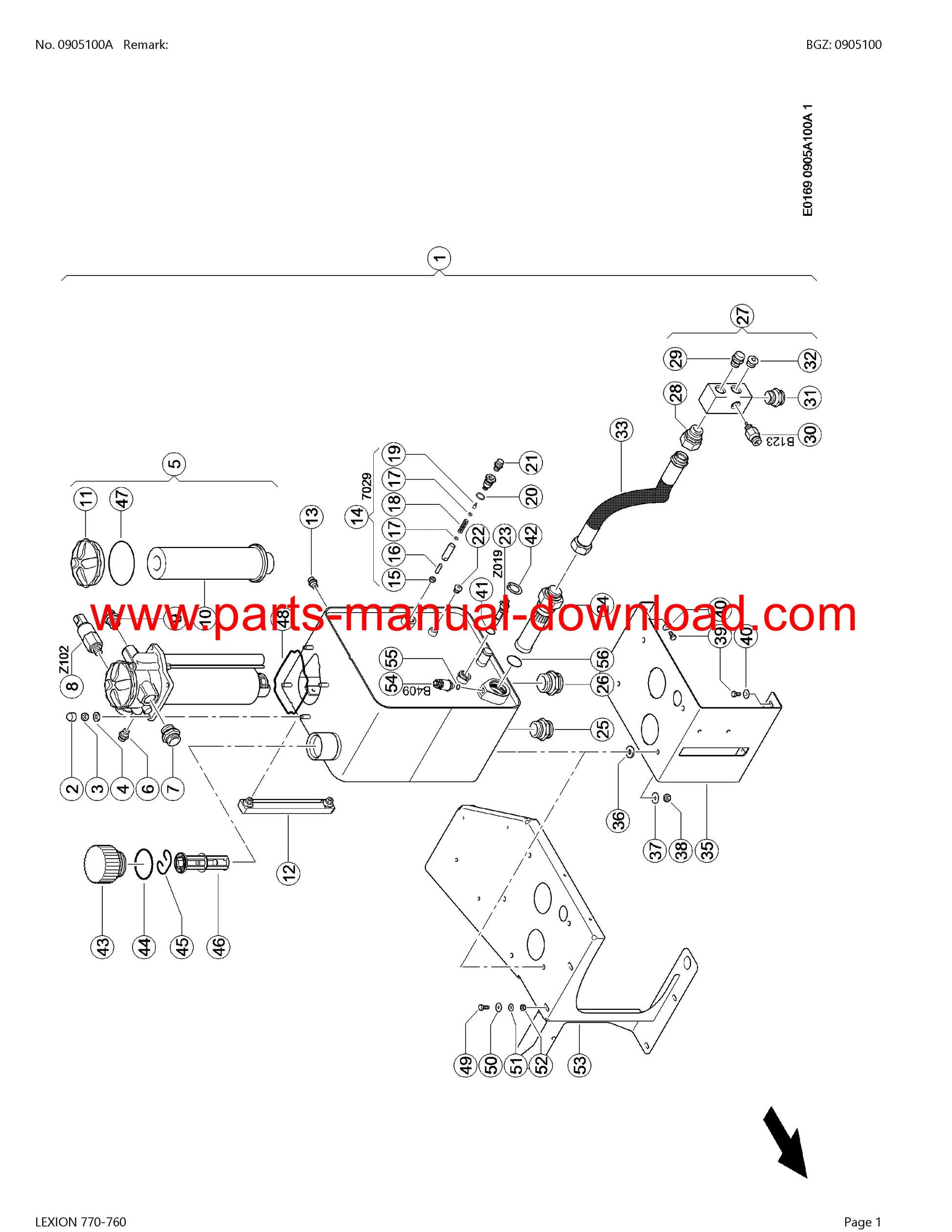 Claas 770 - 760 Combine Lexion (North America) Parts Catalog Manual Instant Download