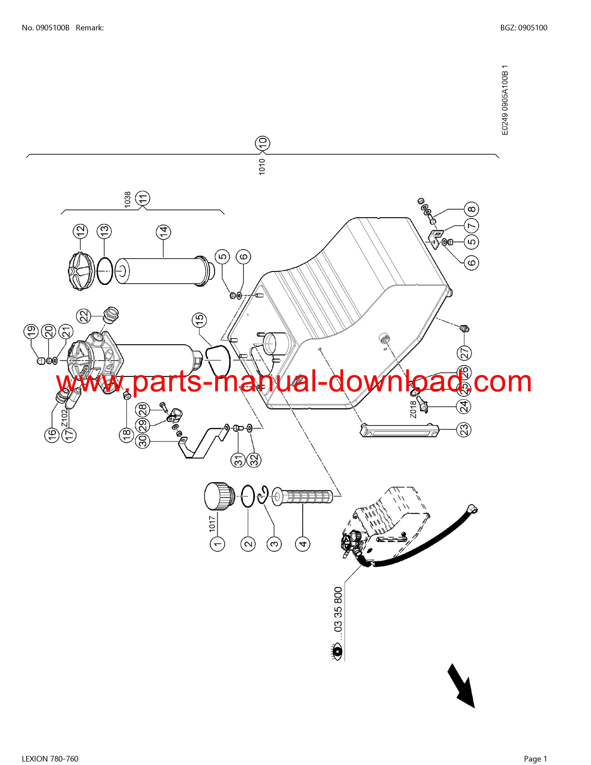 Claas 780 - 760 Combine Lexion (North America) Parts Catalog Manual Instant Download