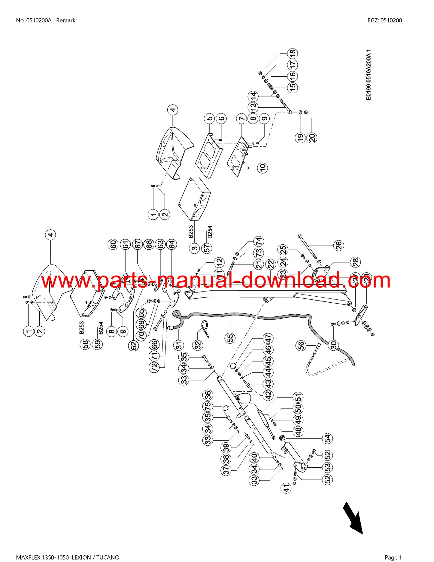 Claas 1350-1050 Cutterbar Maxflex Lexion Tucano Parts Catalog Manual Instant Download