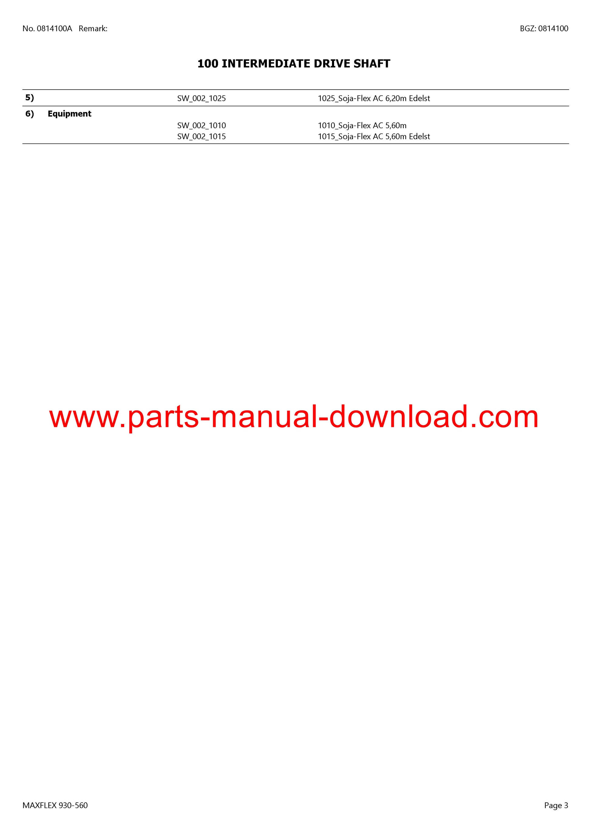 Claas 930-560 Cutterbar Maxflex Parts Catalog Manual Instant Download