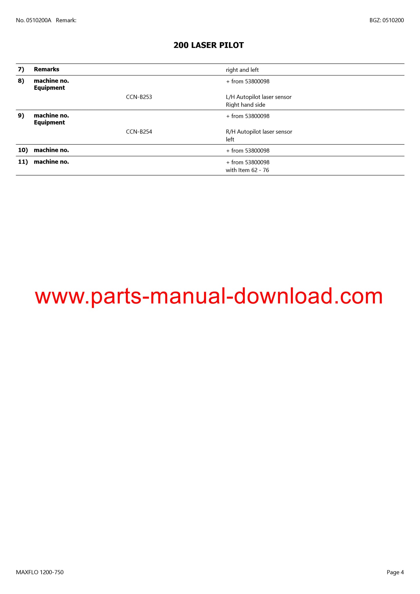 Claas 1200-750 Cutterbar Maxflo Parts Catalog Manual Instant Download