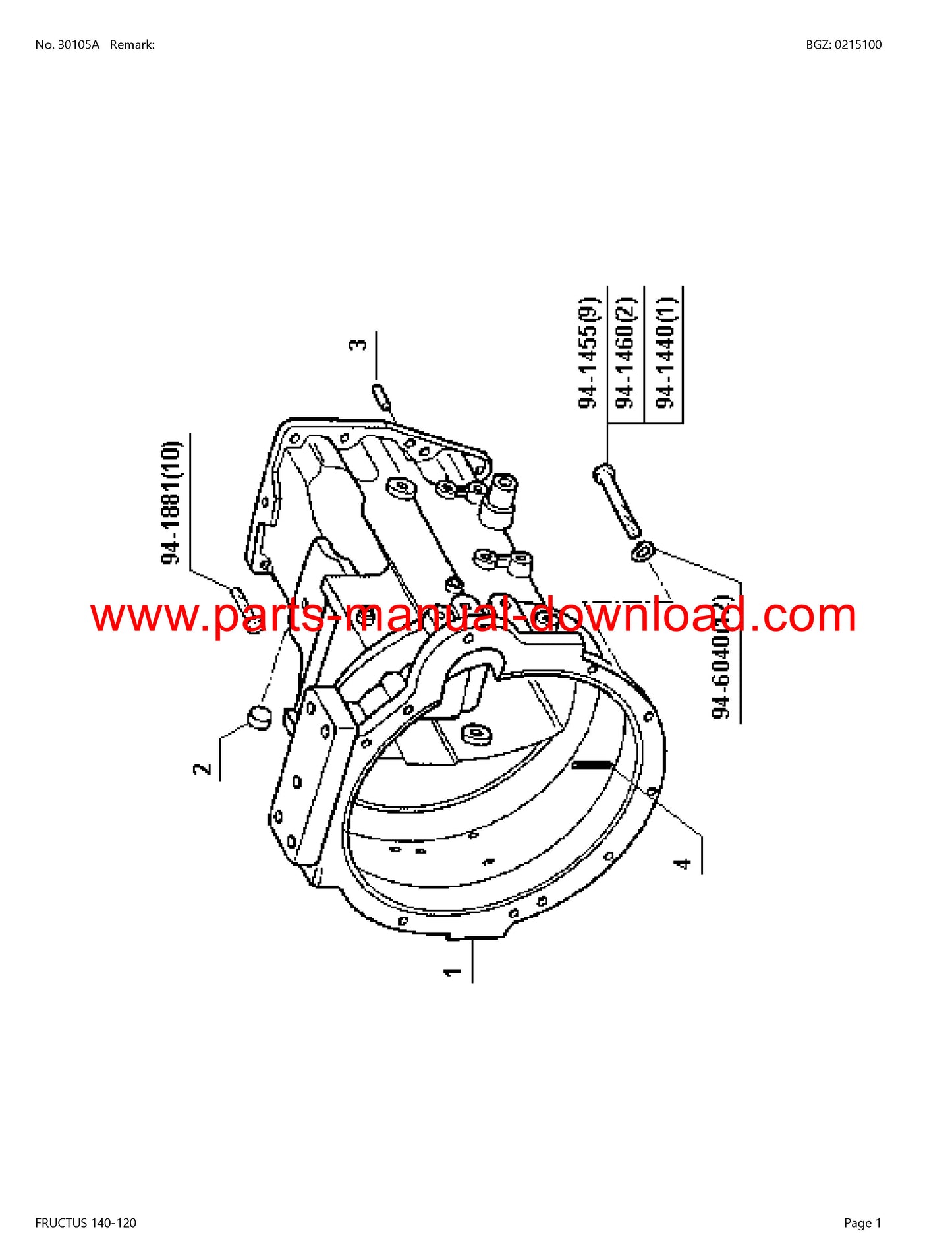 Claas 140 - 120 Fructus Tractor Parts Manual Instant Download