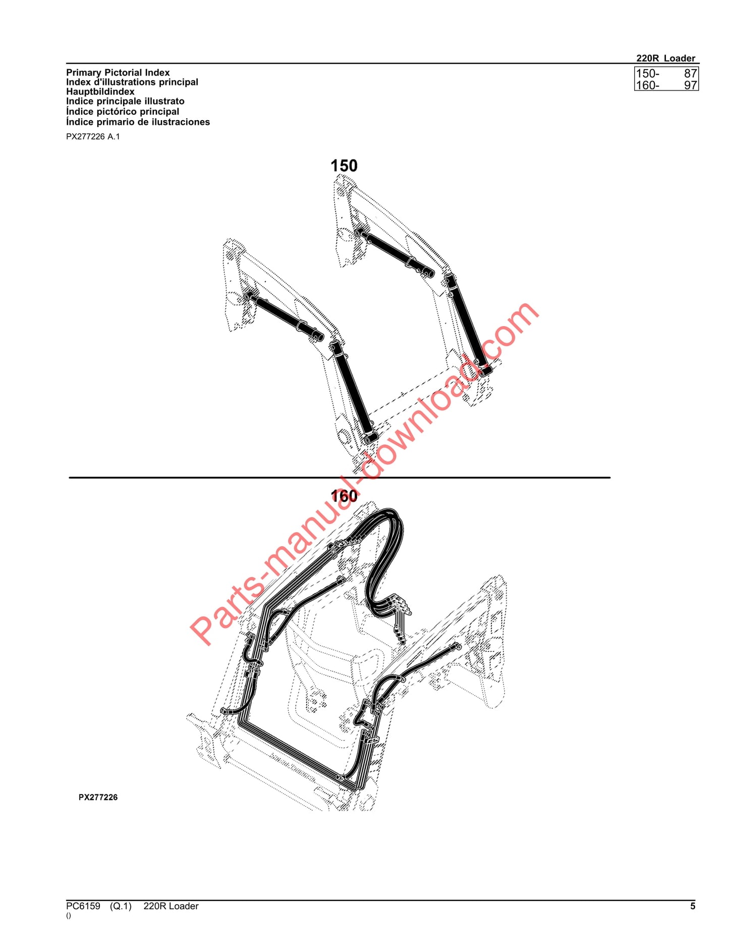 John Deere 220R Loader Parts Manual PC6159 