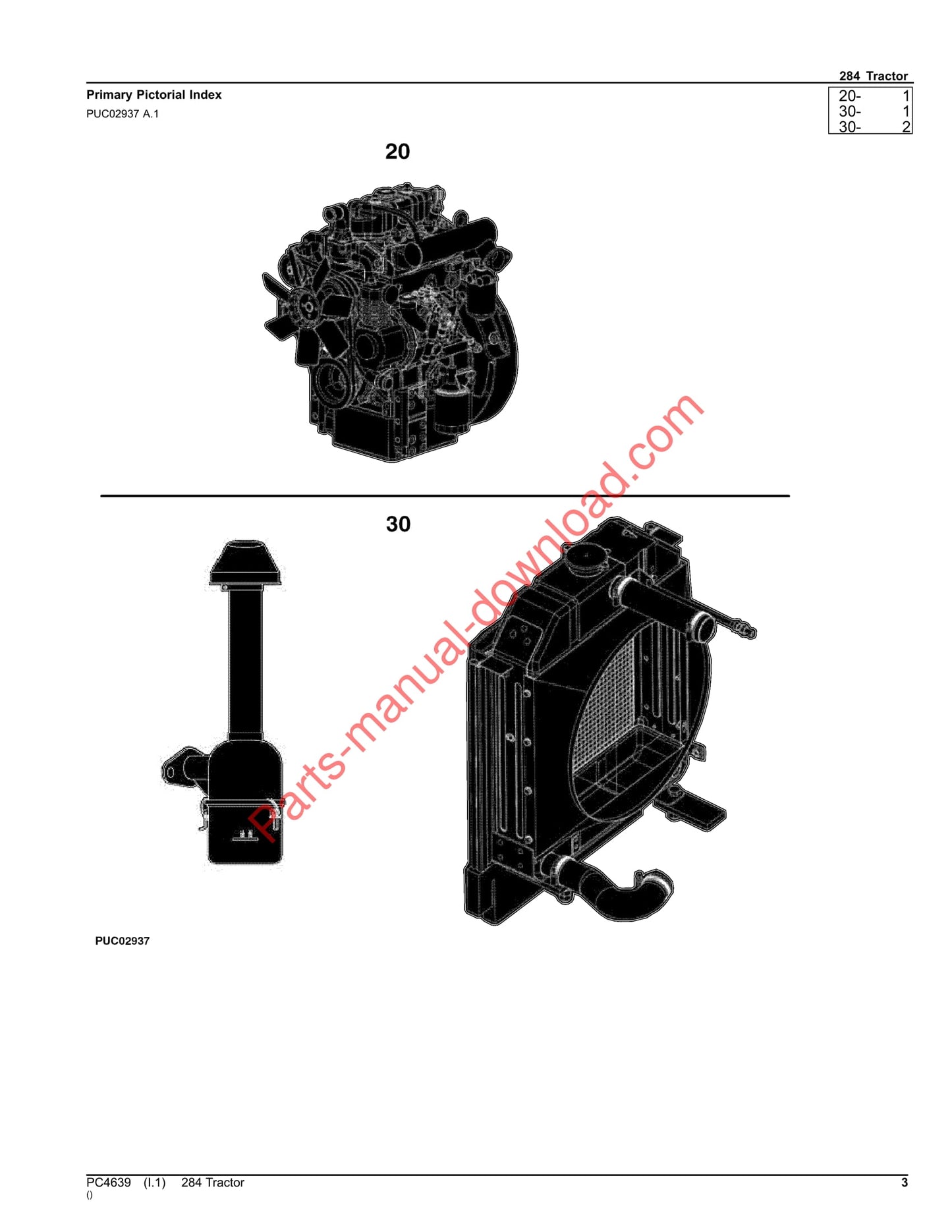 John Deere 284 Tractor Parts Manual PC4639 