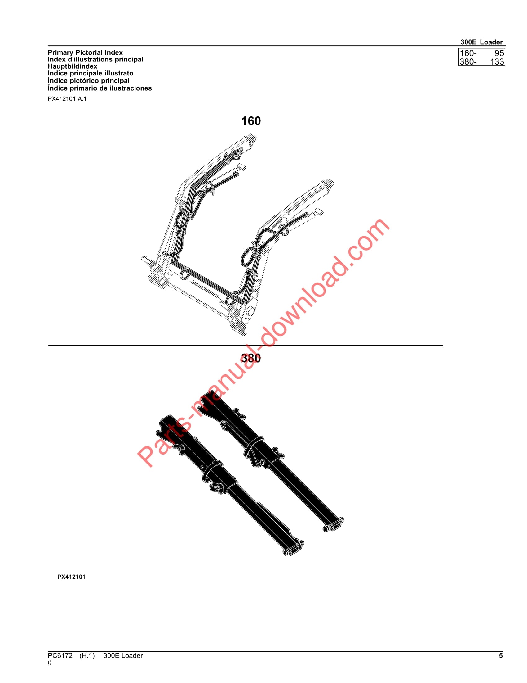John Deere 300E Loader Parts Manual PC6172 