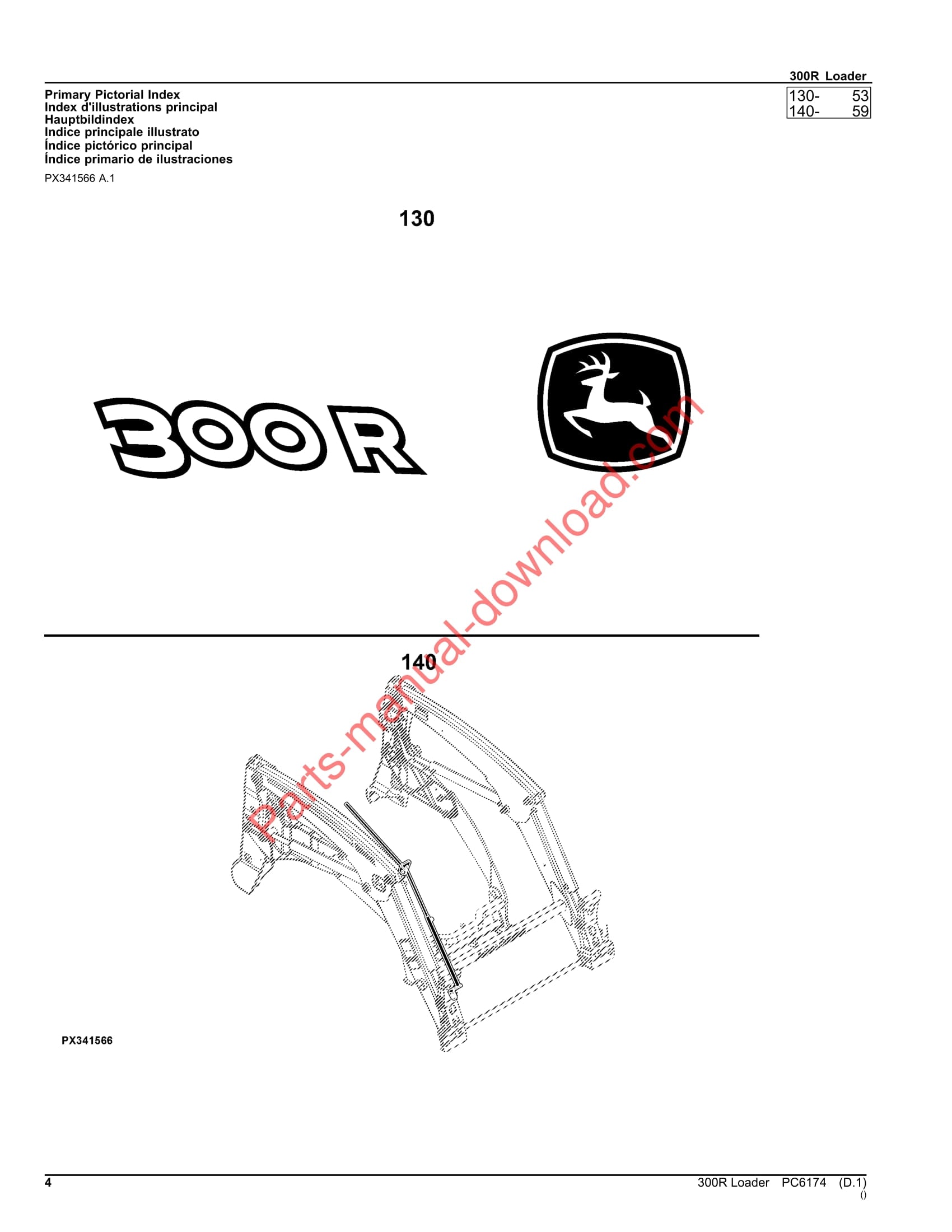 John Deere 300R Loader Parts Manual PC6174