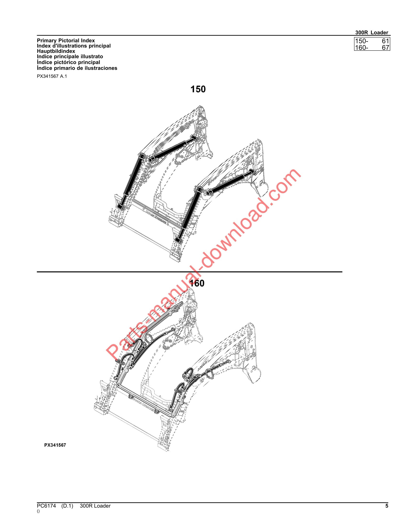 John Deere 300R Loader Parts Manual PC6174