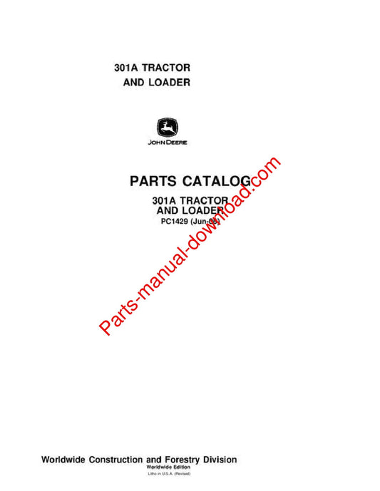 John Deere 301A Tractor Parts Manual PC1429