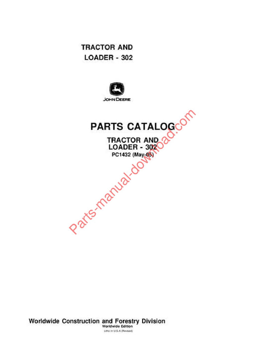 John Deere 302 Tractor Parts Manual PC1432
