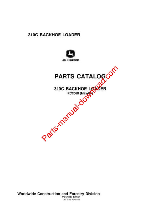 John Deere 310C Backhoe Parts Catalog PC2068