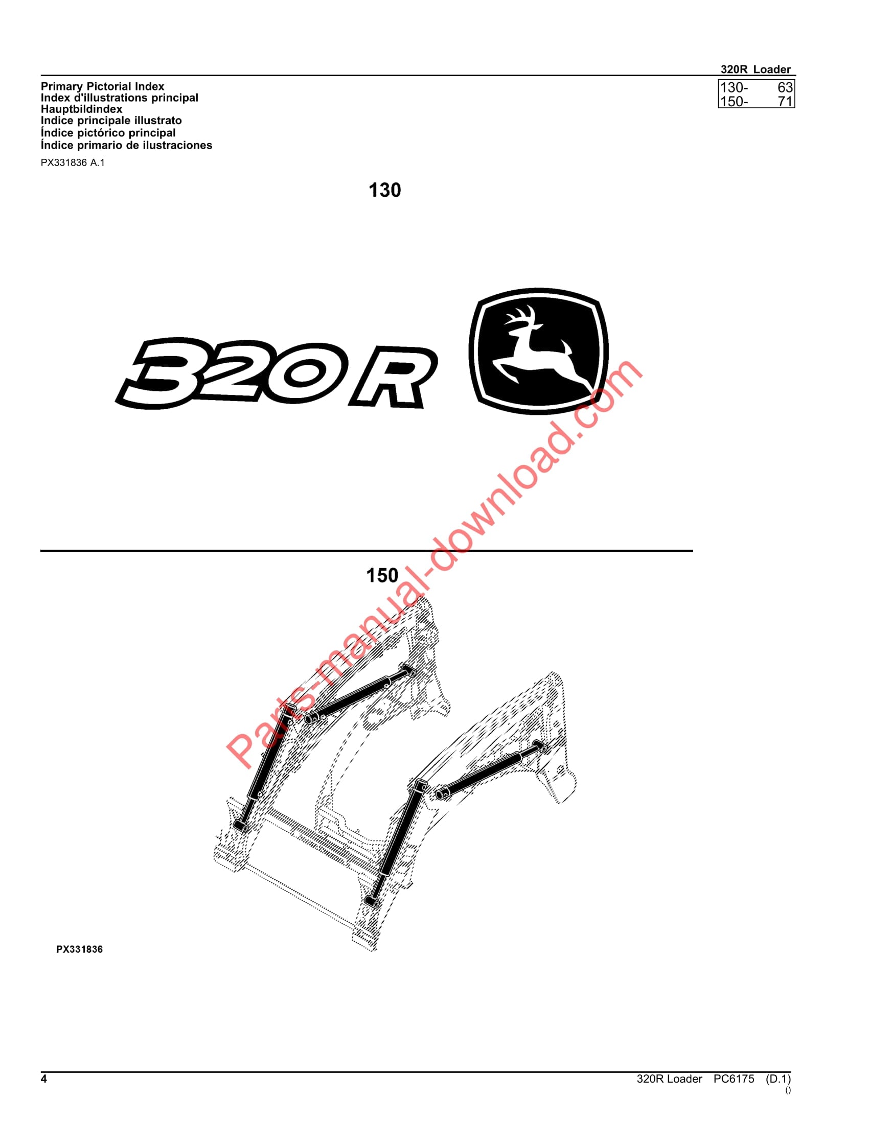 John Deere 320R Loader Parts Manual PC6175 