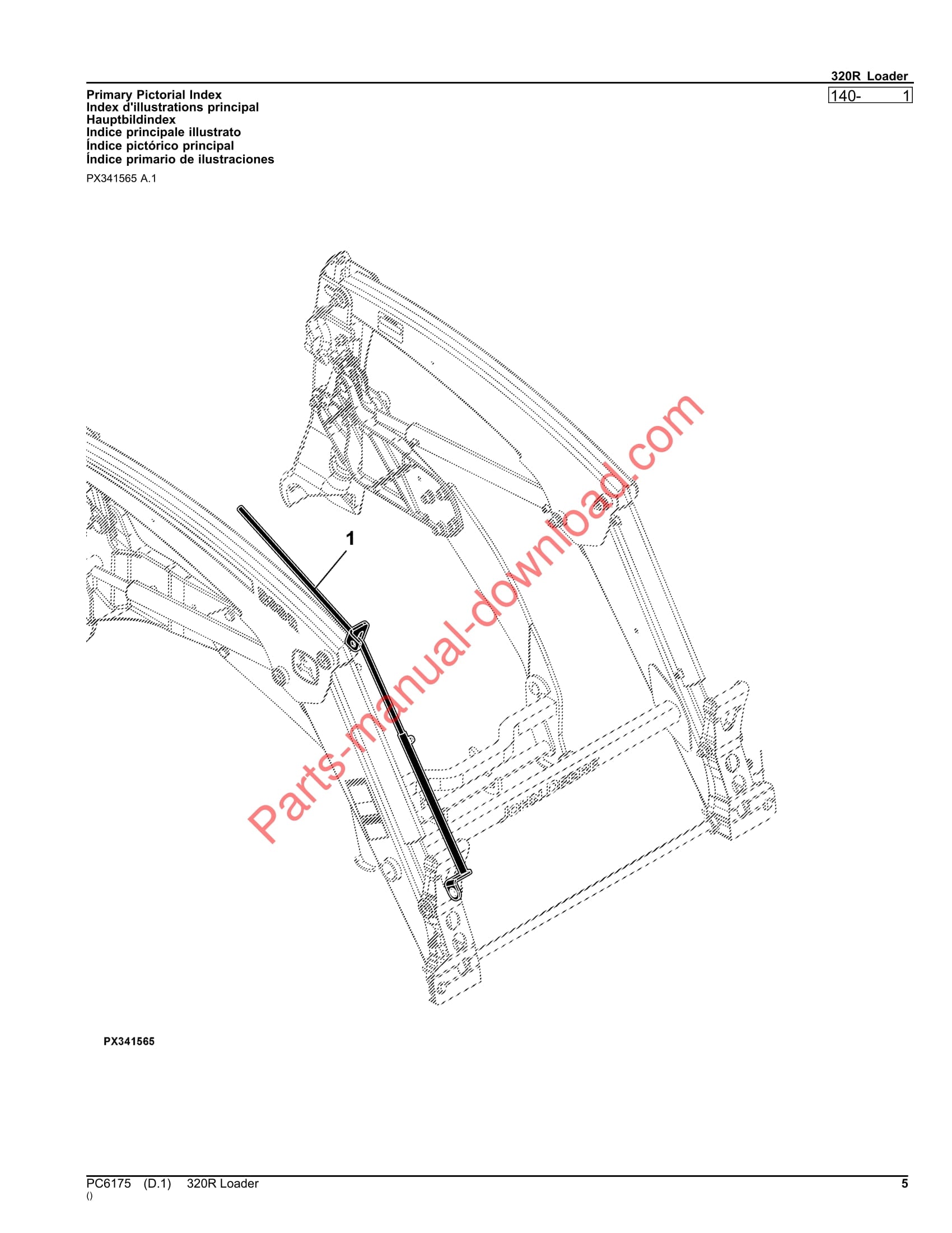 John Deere 320R Loader Parts Manual PC6175 