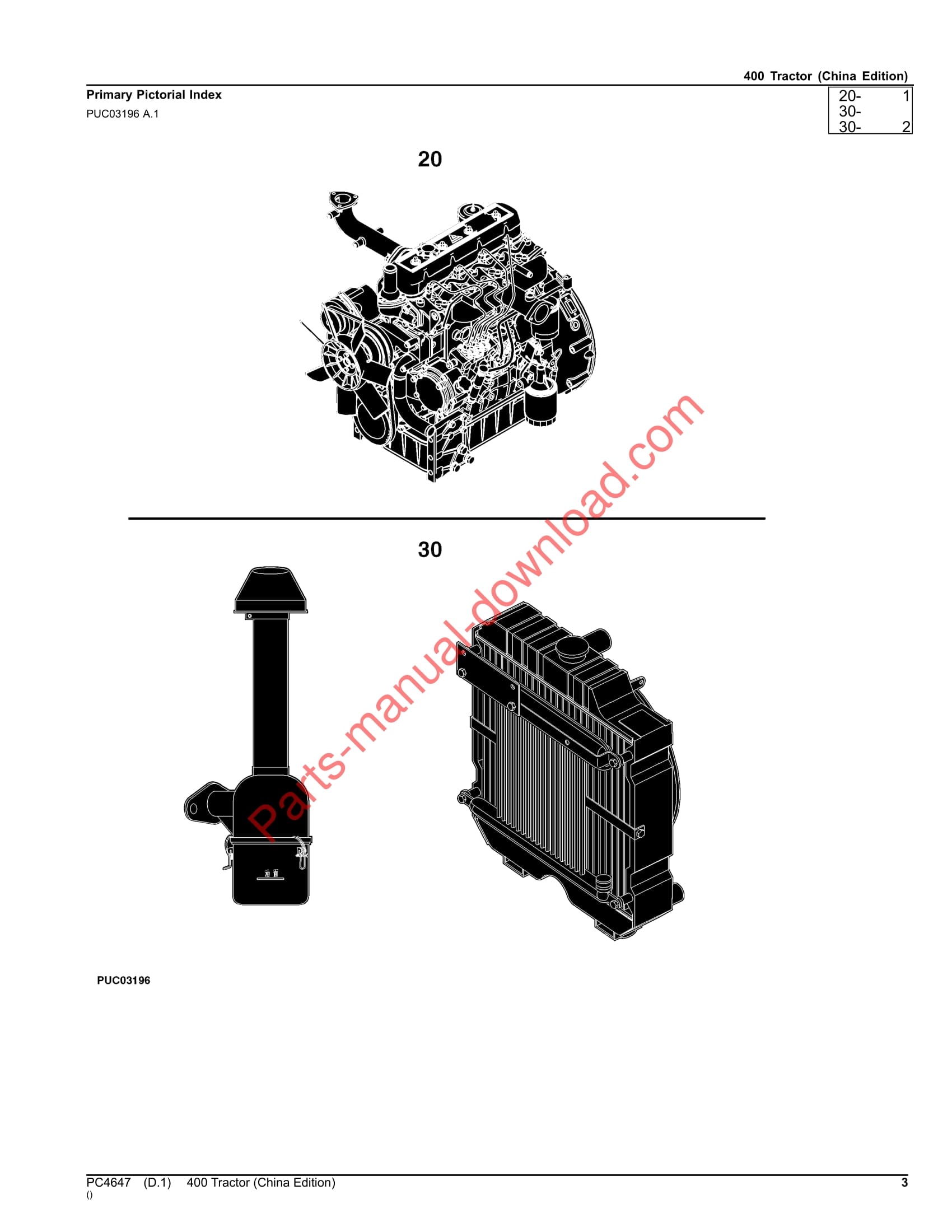 John Deere 400 Tractor Parts Manual PC4647 