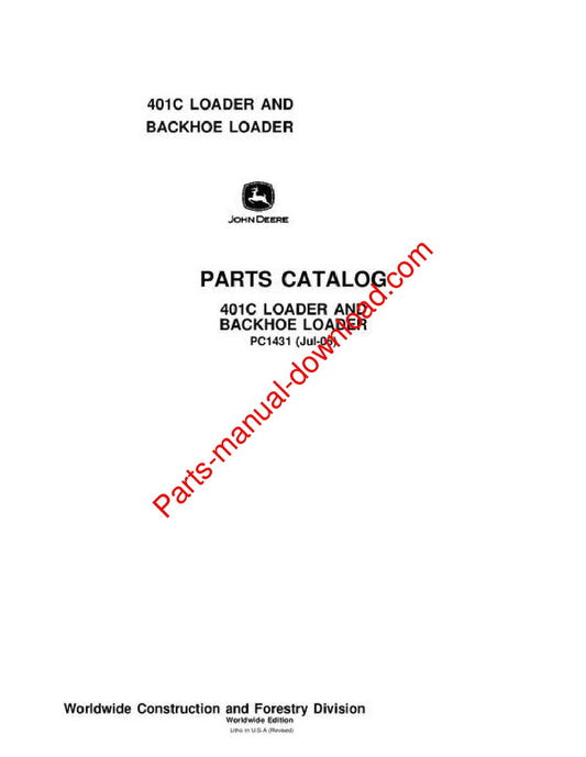 John Deere 401C Backhoe Parts Manual PC1431