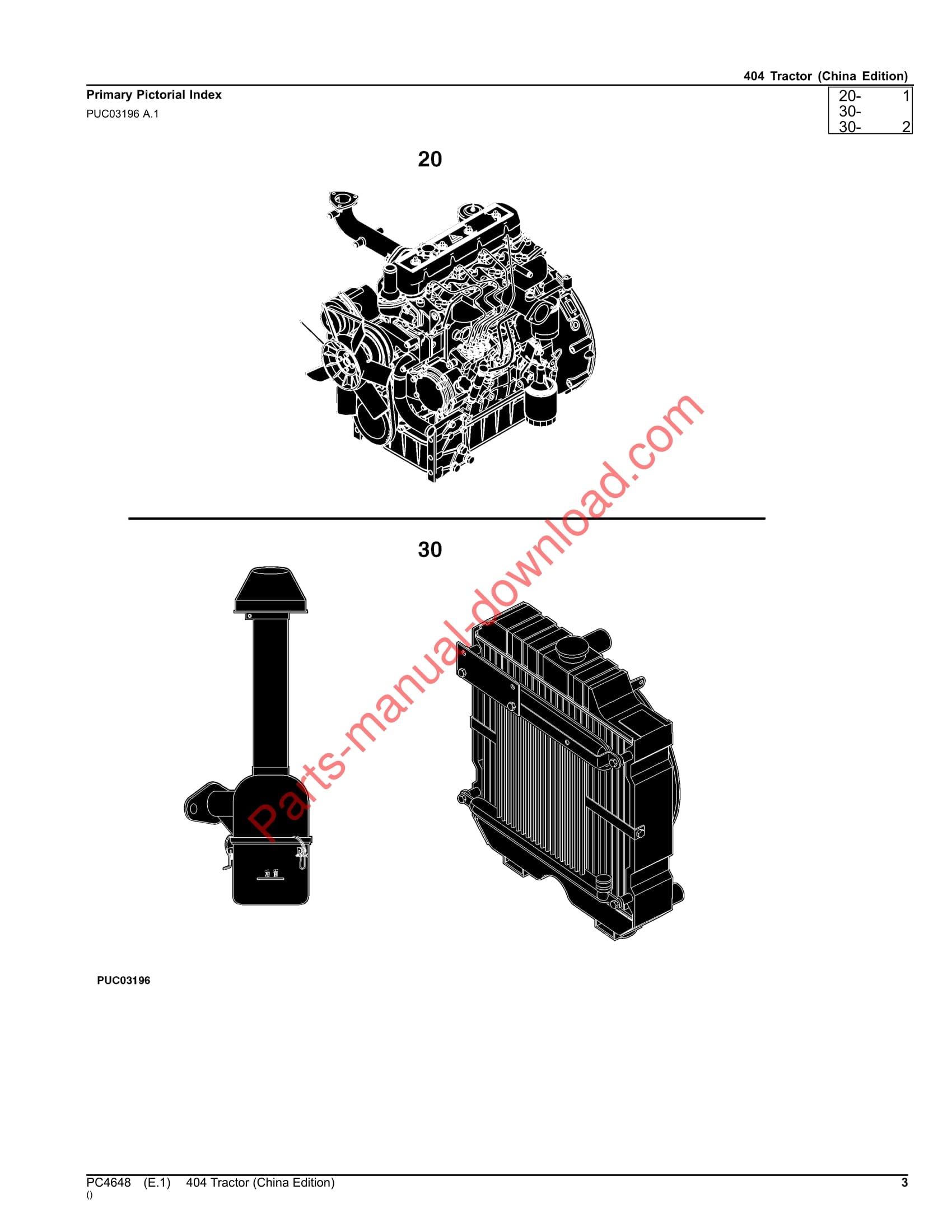 John Deere 404 Tractor Parts Manual PC4648 