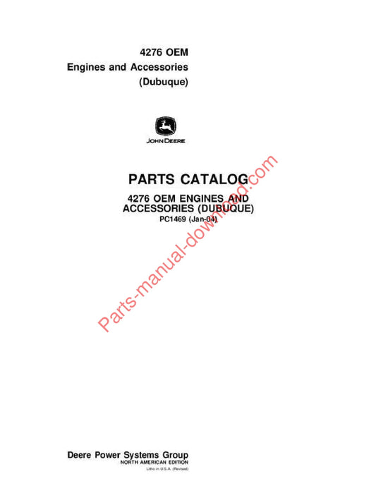 John Deere 4276 Engine Parts Manual PC1469