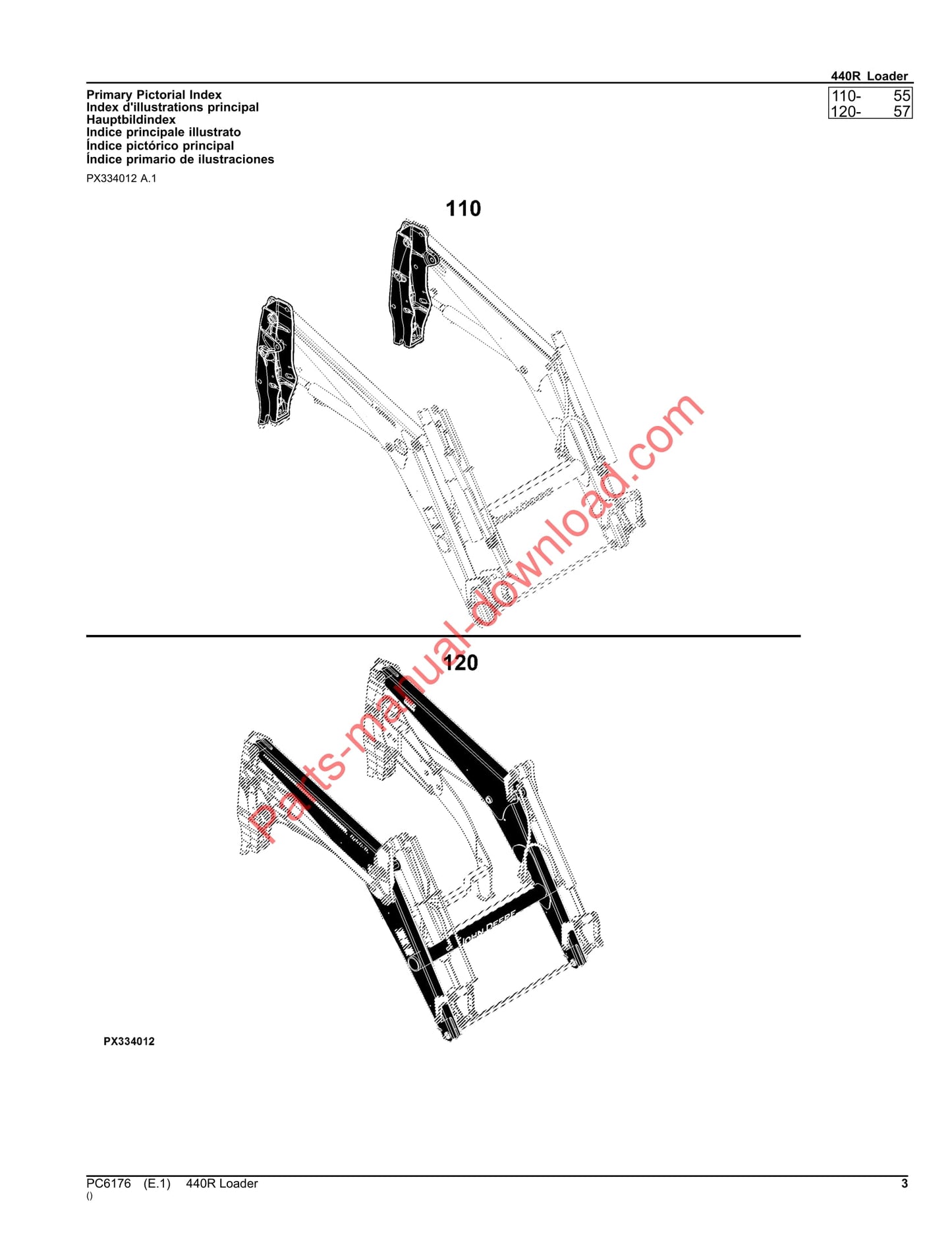 John Deere 440R Loader Parts Manual PC6176 