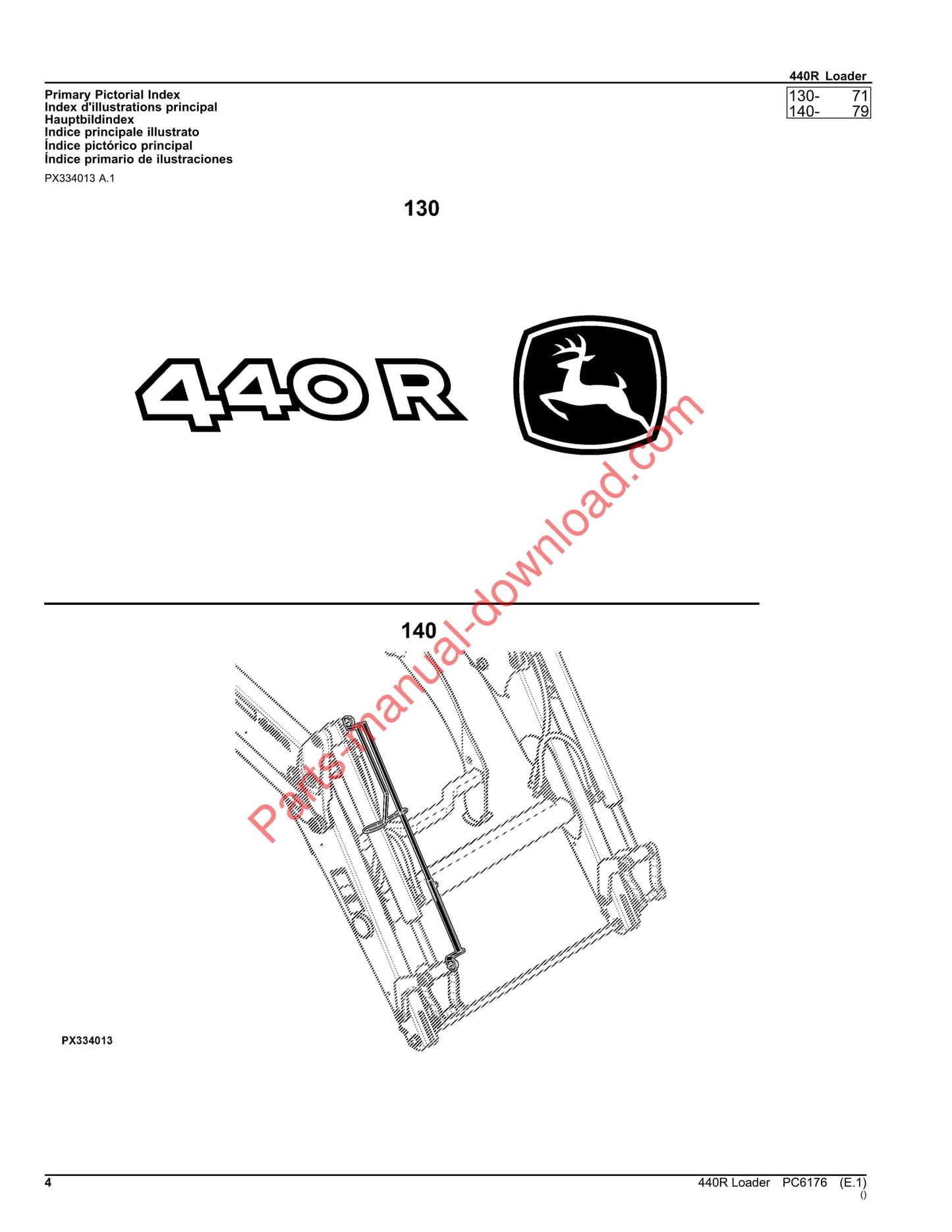 John Deere 440R Loader Parts Manual PC6176 