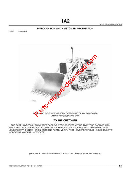 John Deere 450C Crawler Parts Manual PC1443