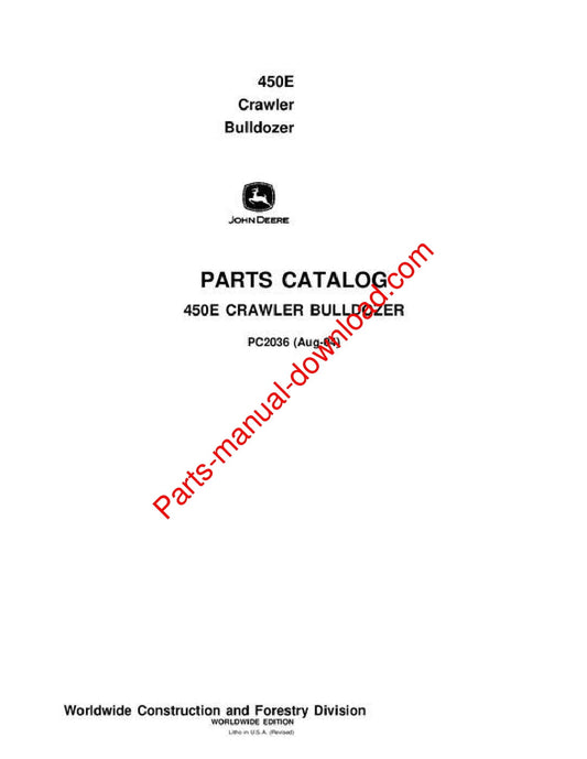 John Deere 450E Crawler Parts Manual PC2036