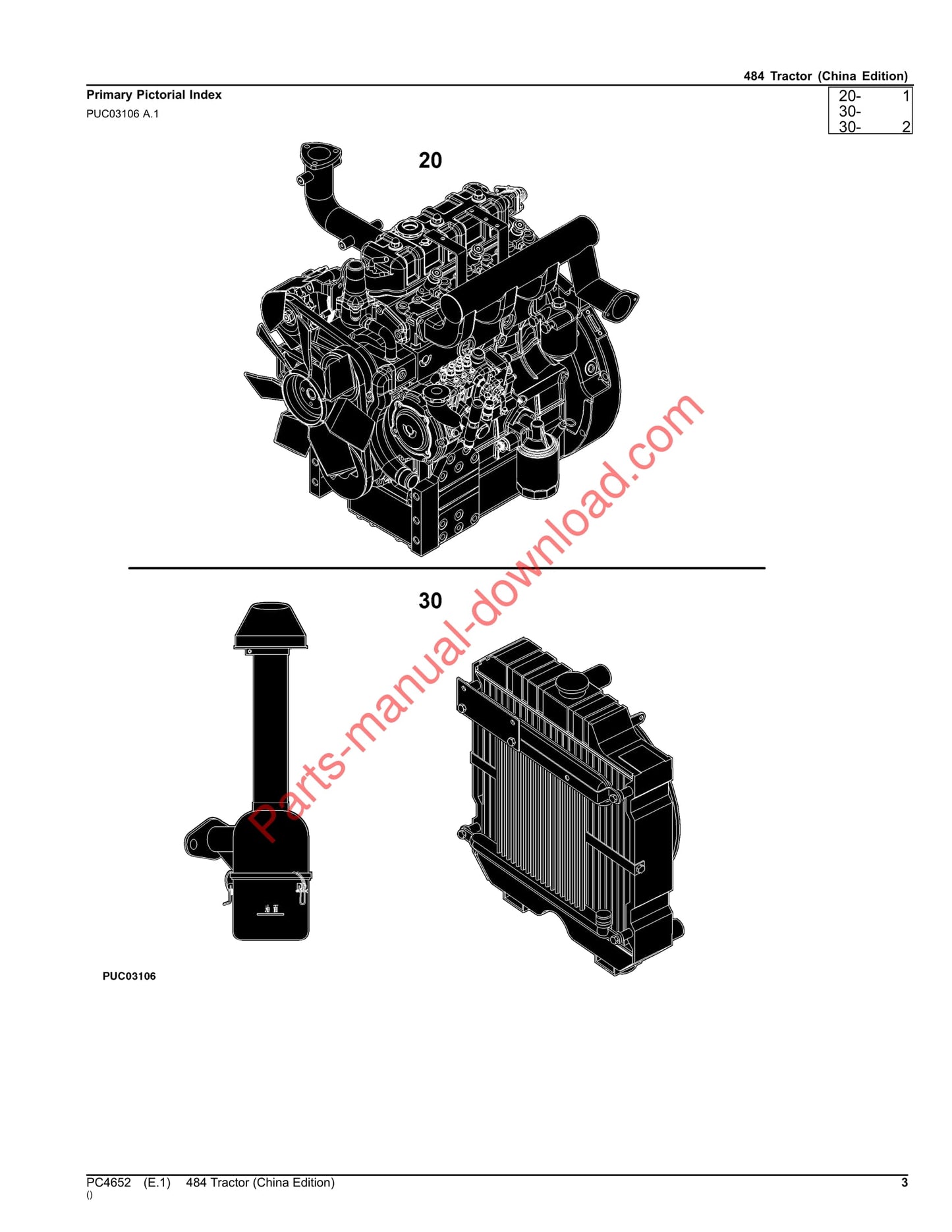 John Deere 484 Tractor Parts Catalog Manual PC4652 