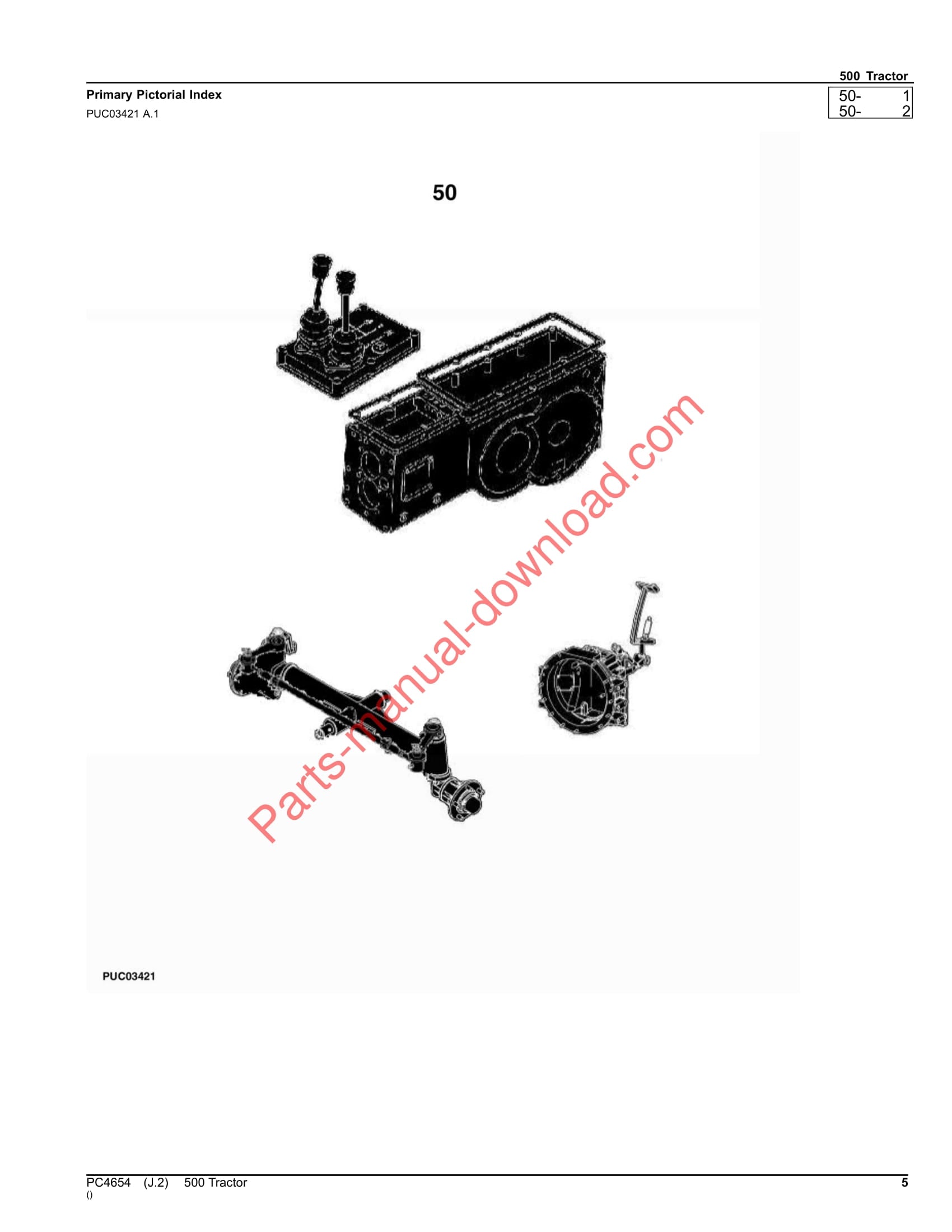 John Deere 500 Tractor Parts Manual PC4654 