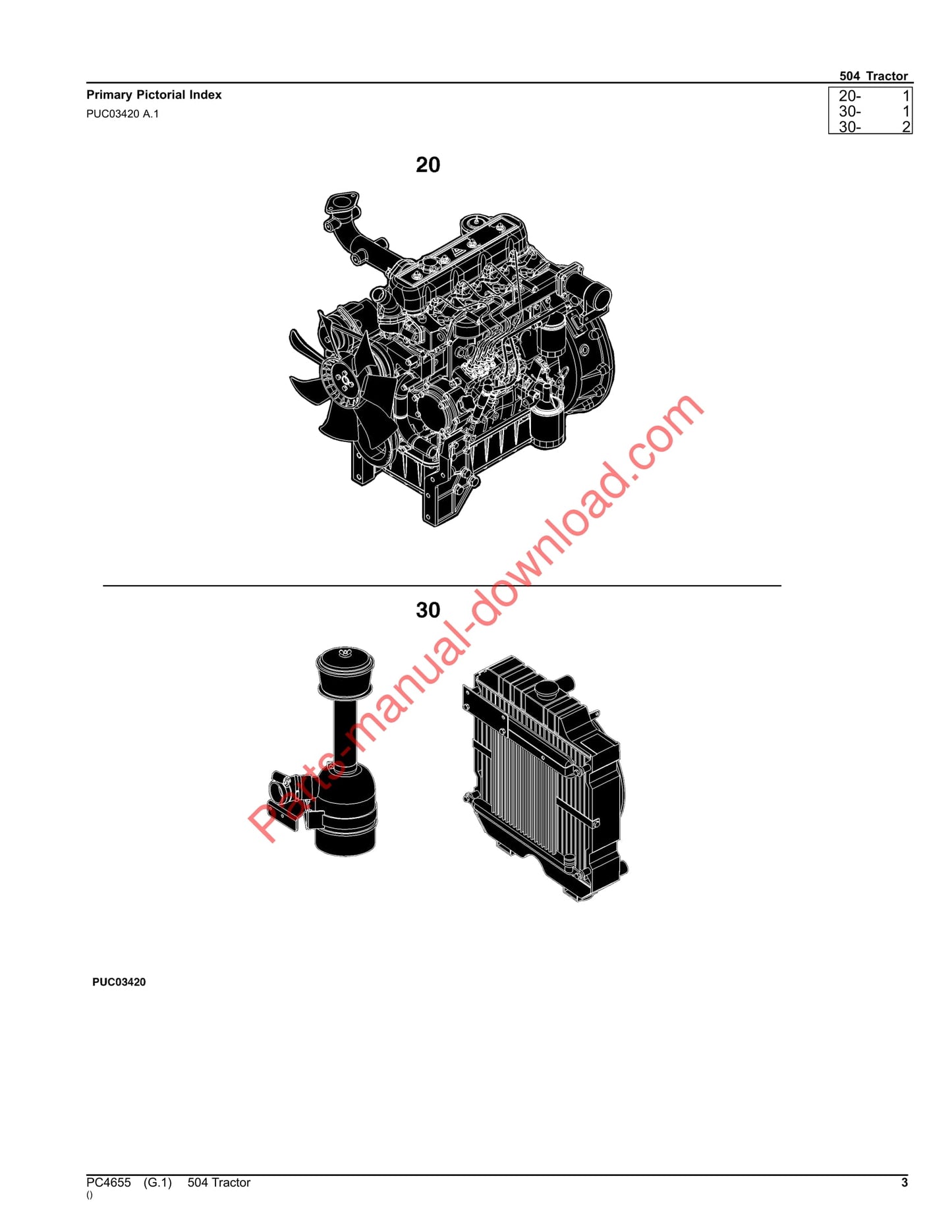 John Deere 504 Tractor Parts Manual PC4655 