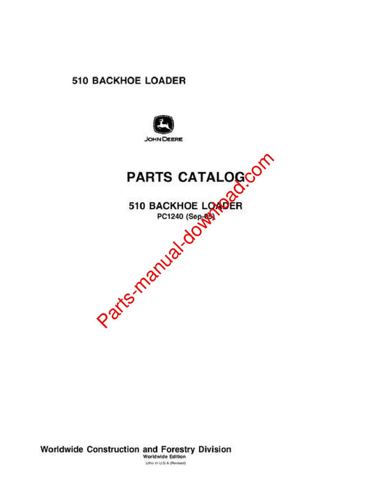 John Deere 510 Backhoe Parts Manual PC1240