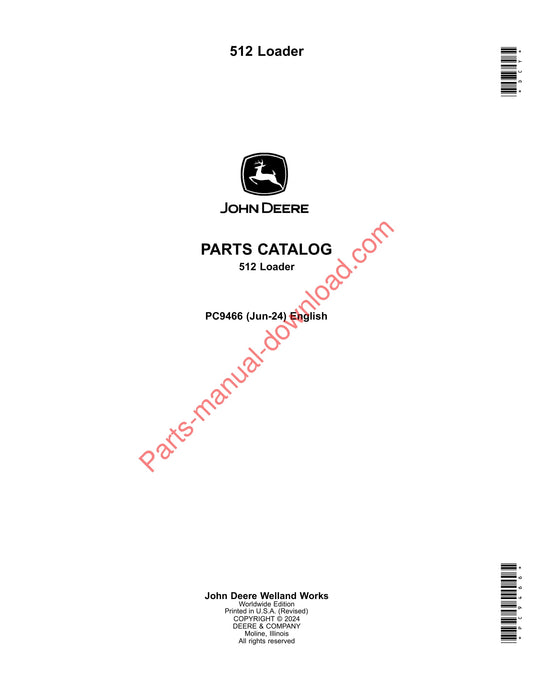 John Deere 512 Loader Parts Manual PC9466 