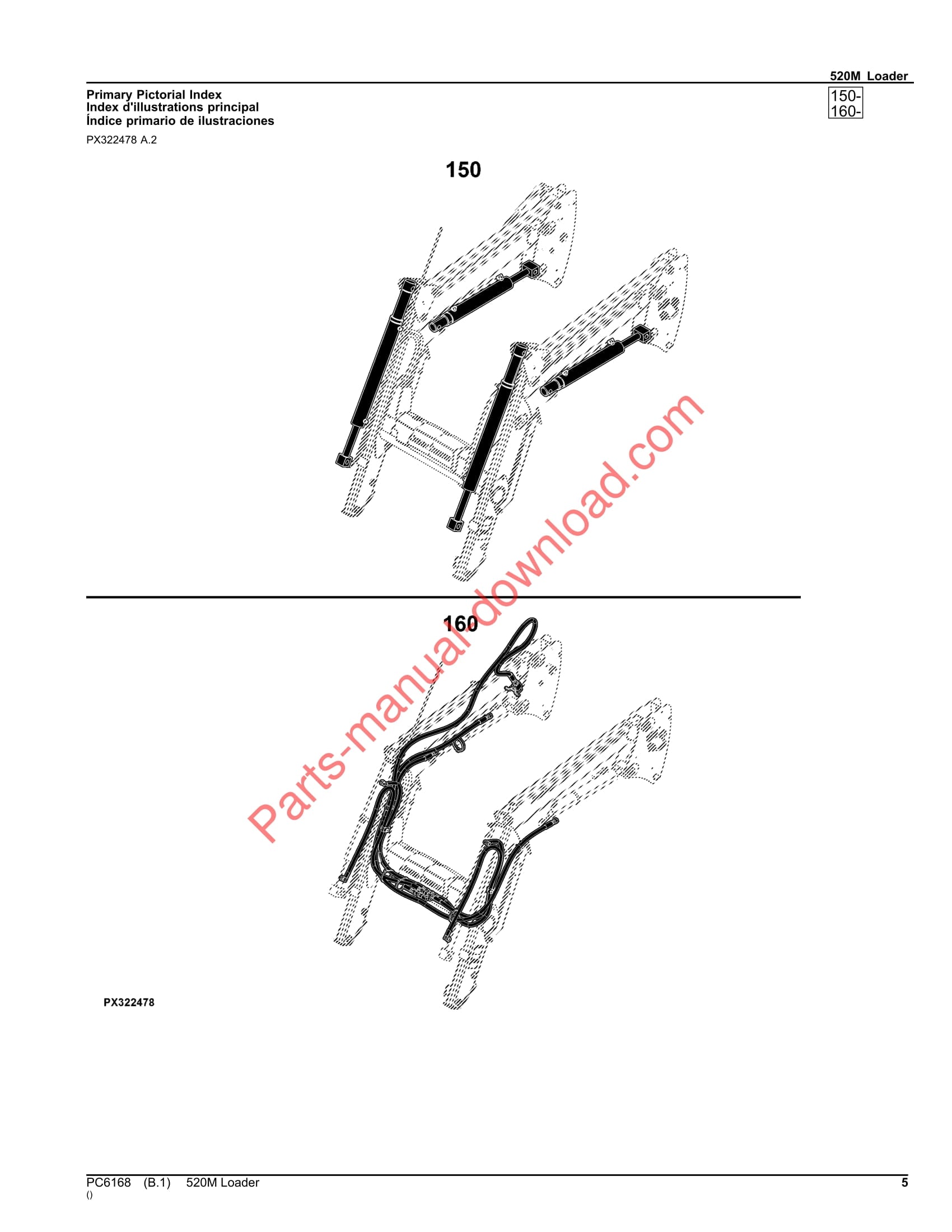 John Deere 520M Loader Parts Manual PC6168 