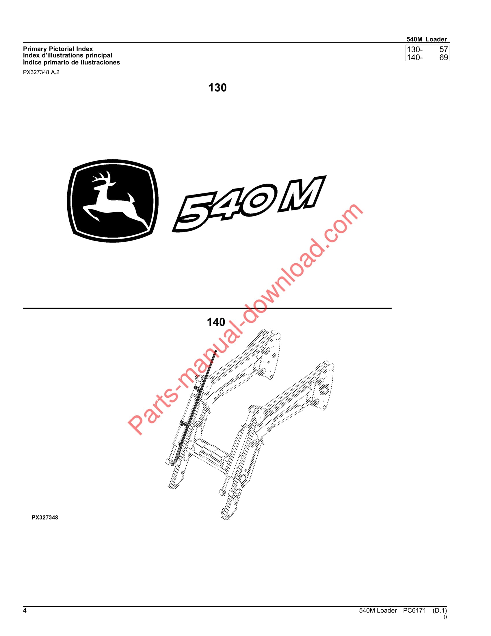 John Deere 540M Loader Parts Manual PC6171 