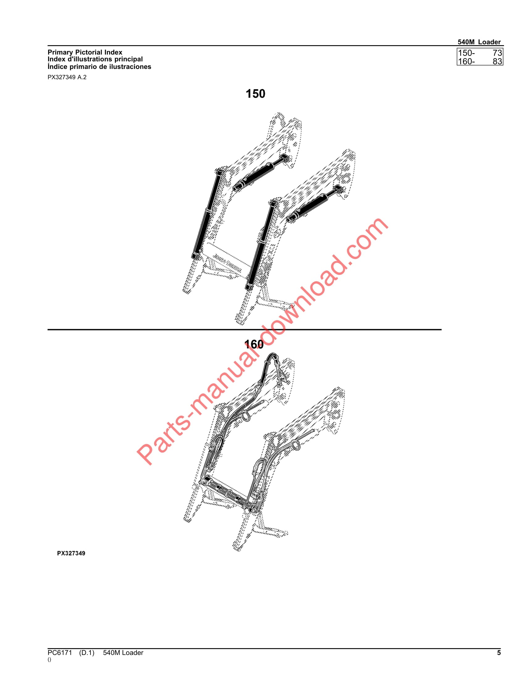 John Deere 540M Loader Parts Manual PC6171 