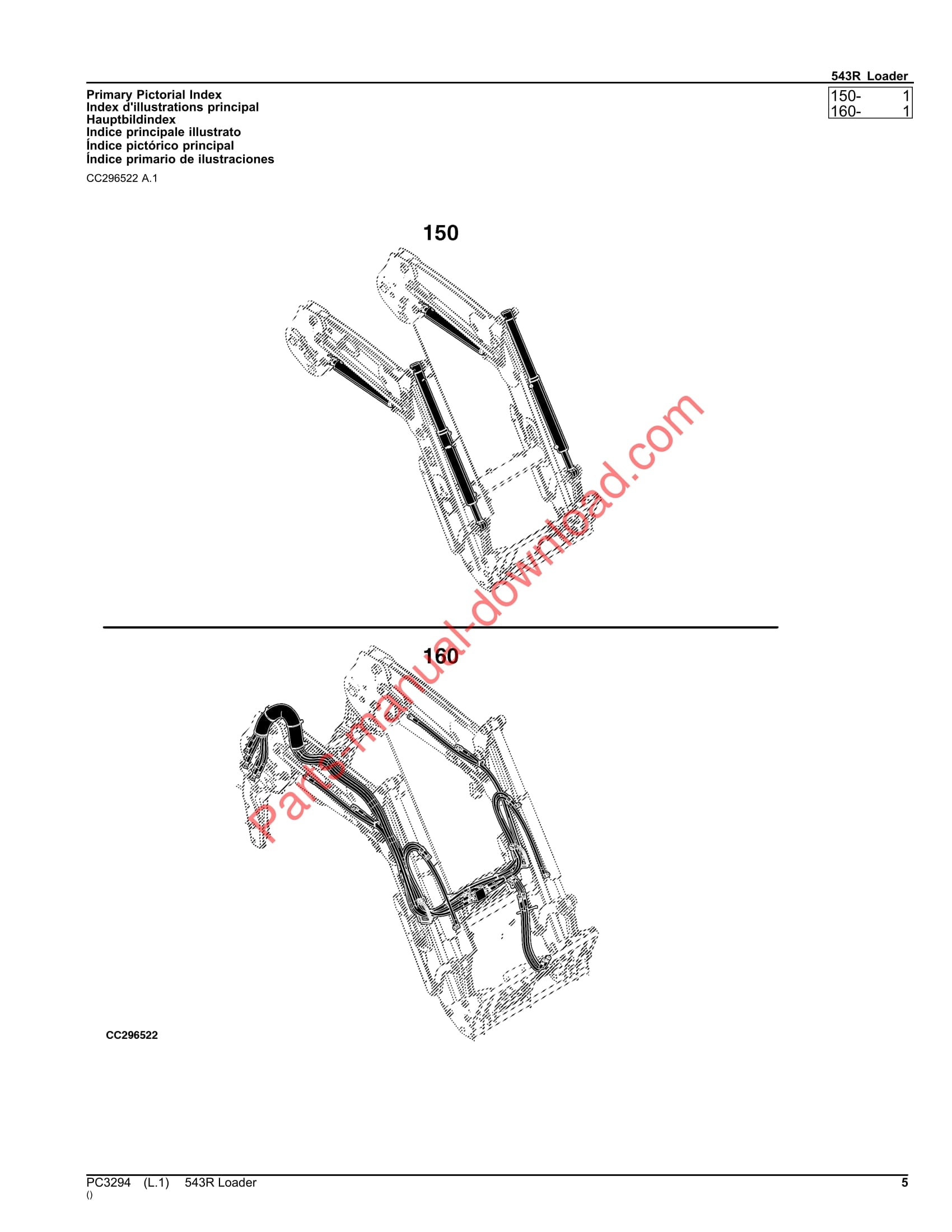 John Deere 543R Loader Parts Manual PC3294 