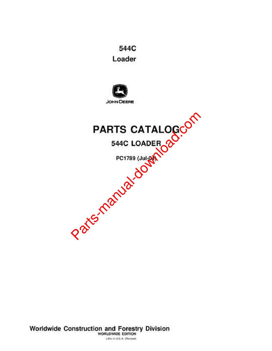 John Deere 544C Loader Parts Manual PC1789