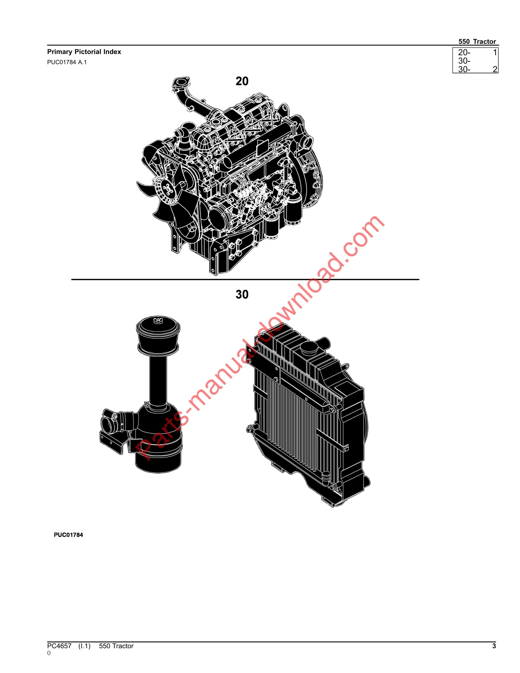 John Deere 550 Tractor Parts Manual PC4657 