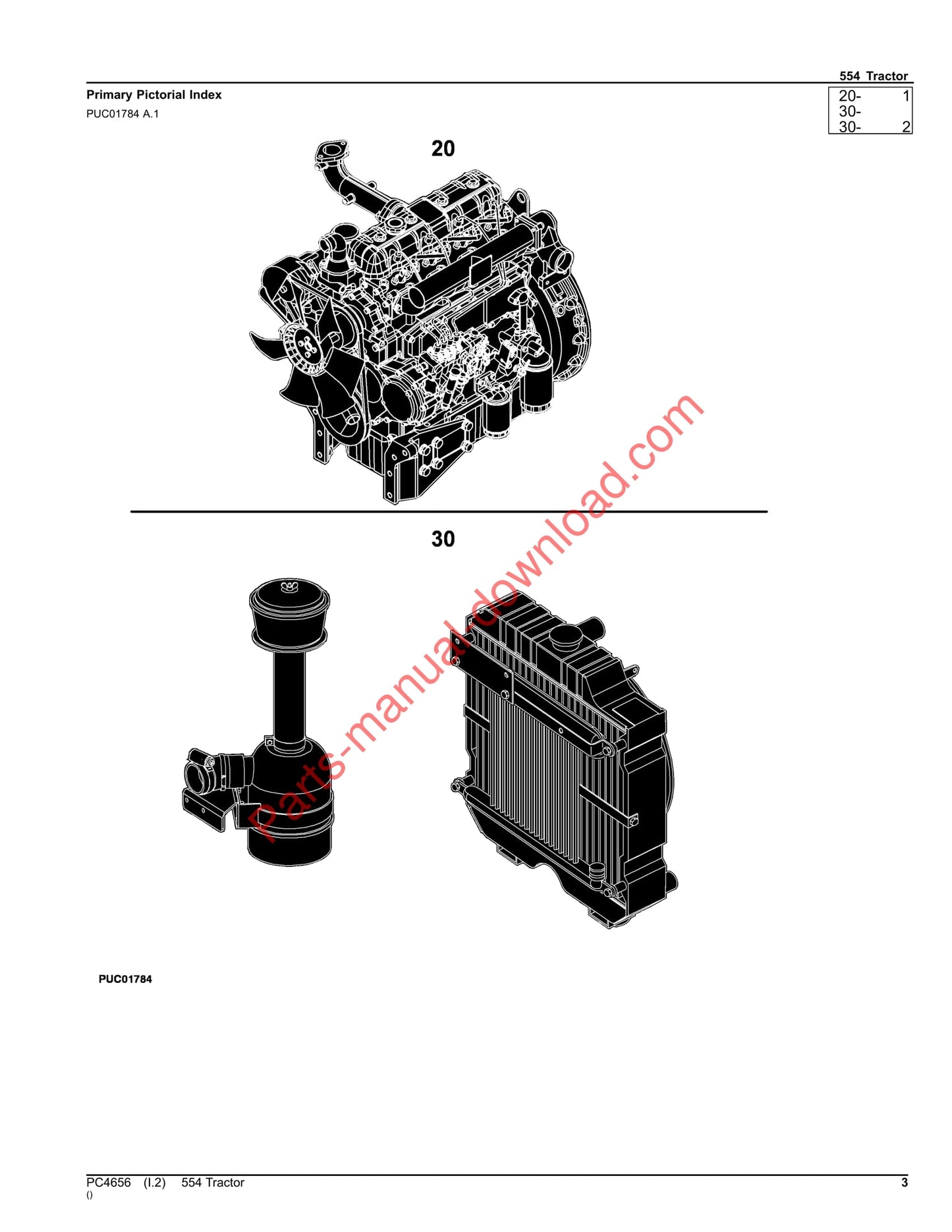 John Deere 554 Tractor Parts Manual PC4656 