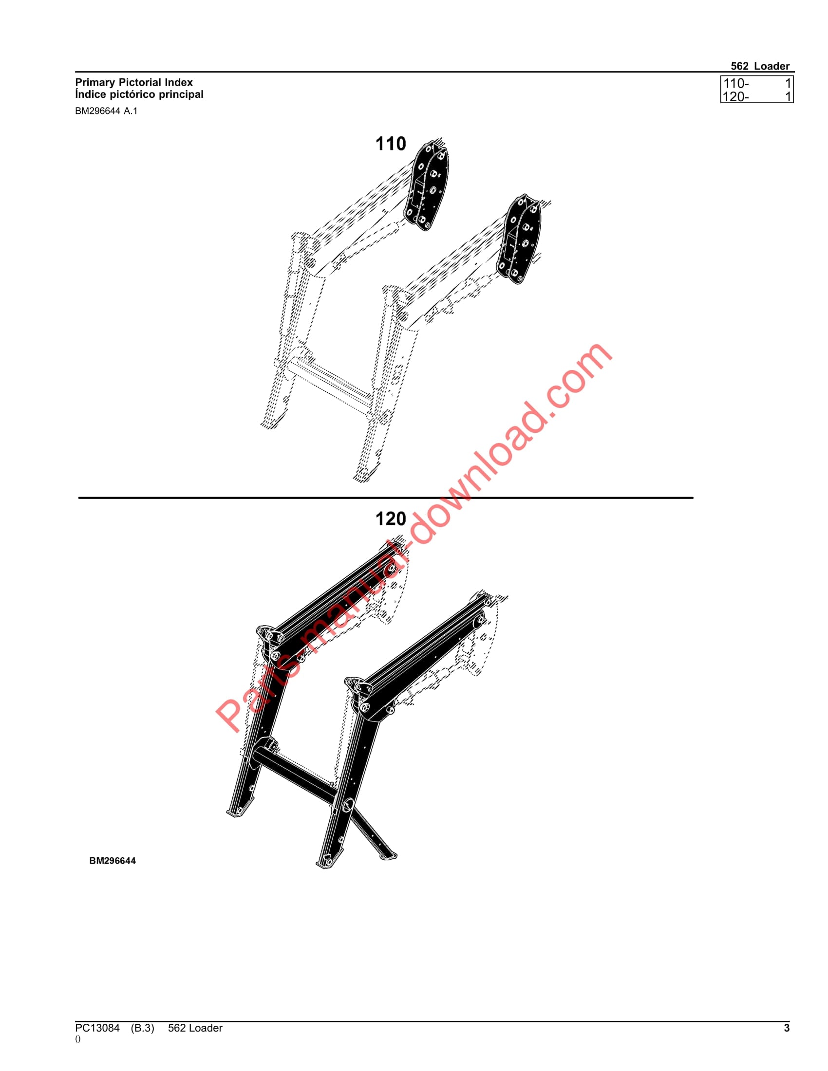 John Deere 562 Loader Parts Manual PC13084 