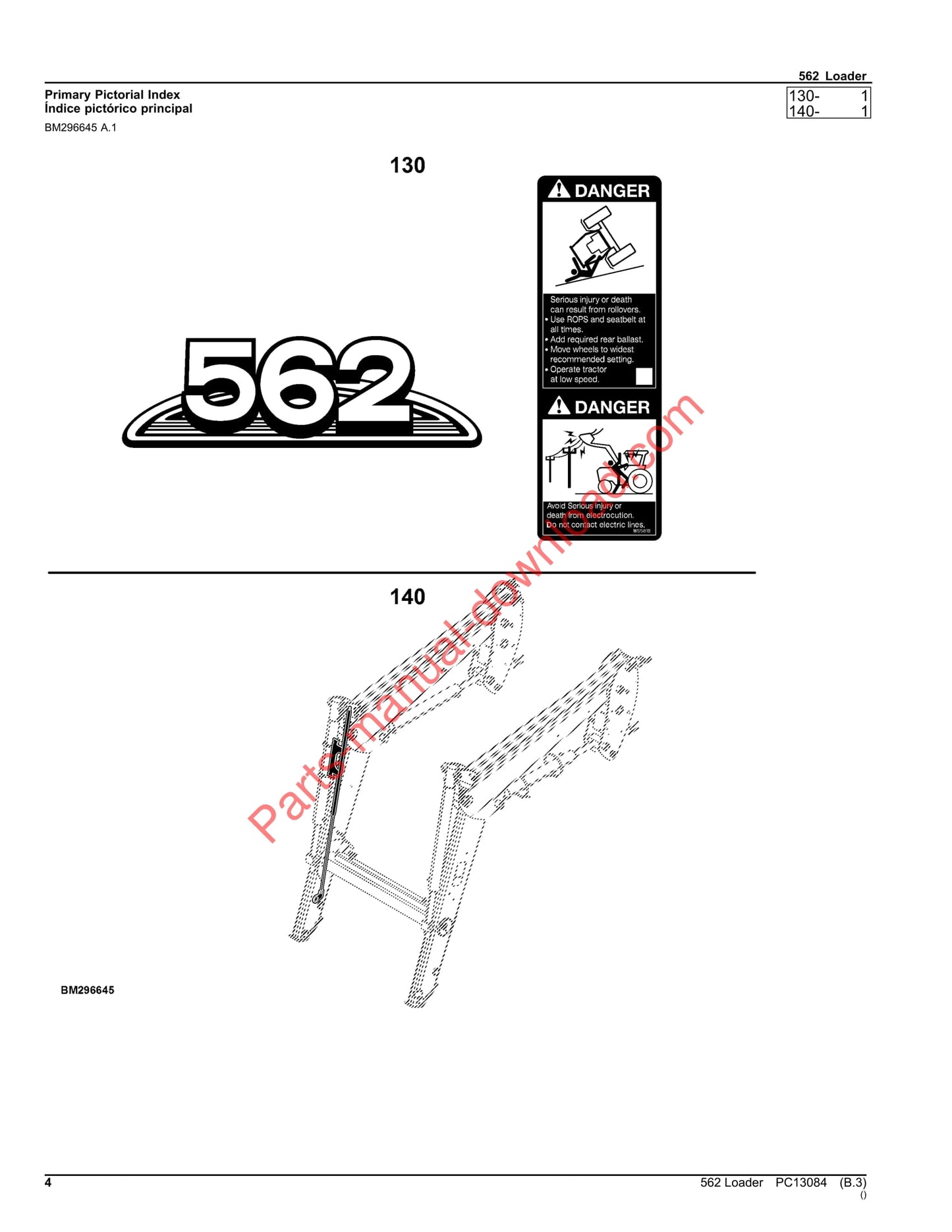 John Deere 562 Loader Parts Manual PC13084 