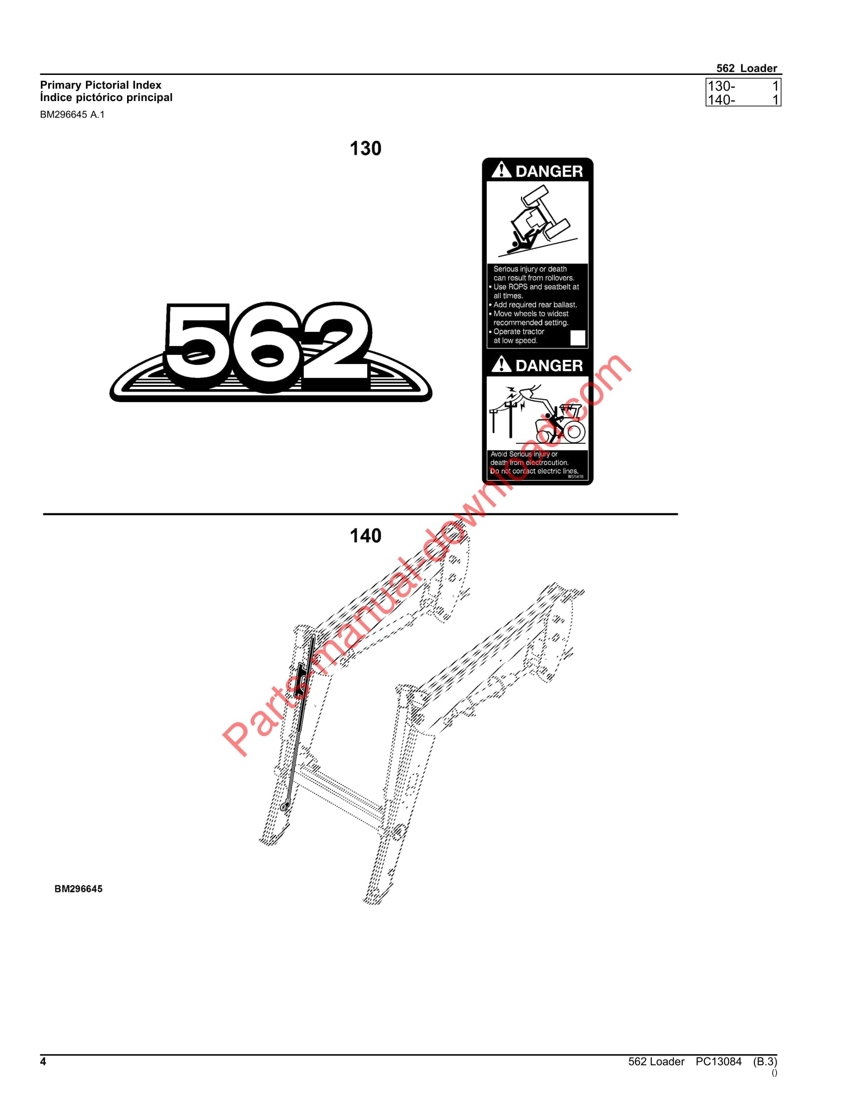John Deere 562 Loader Parts Manual PC13084 