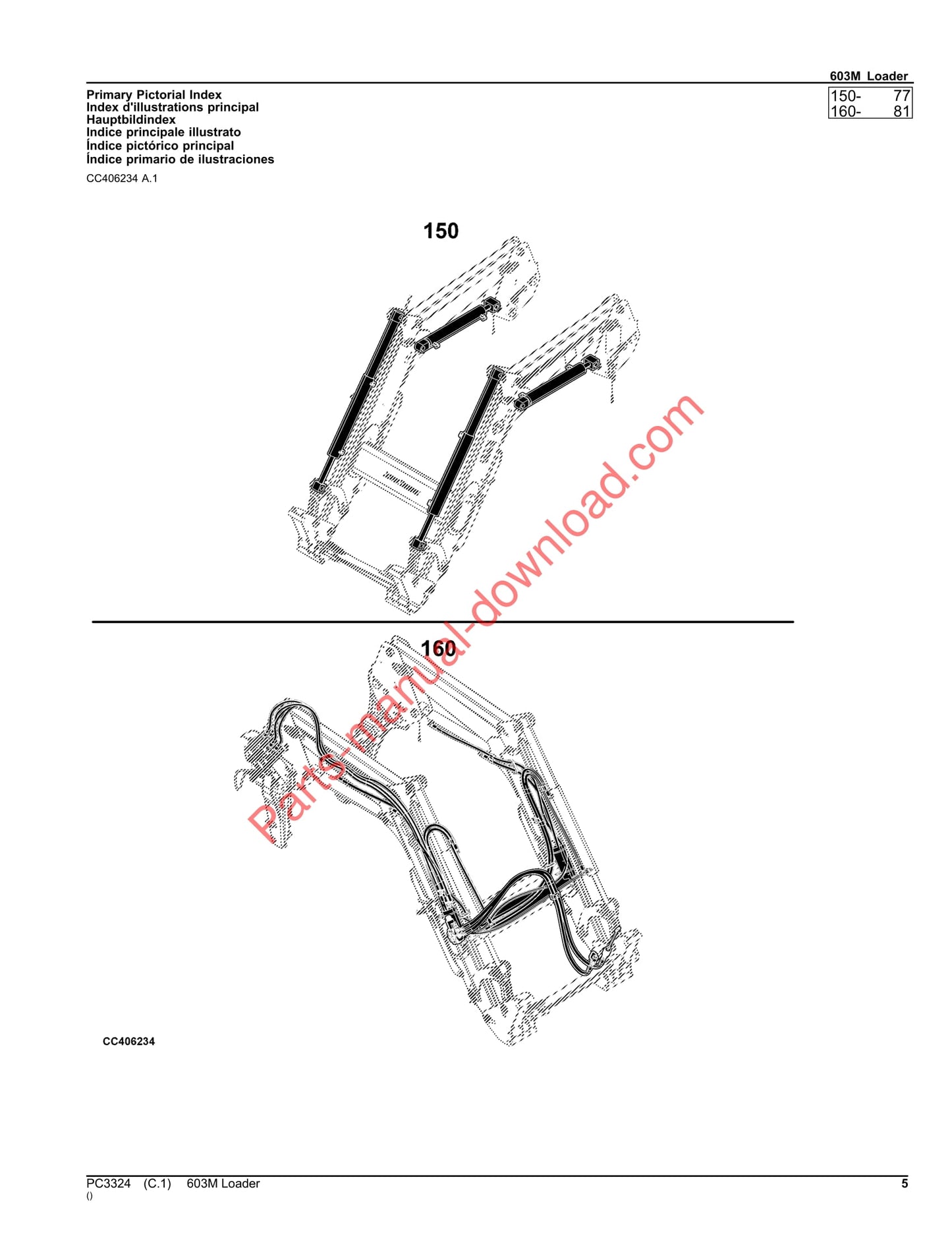 John Deere 603M Loader Parts Manual PC3324 